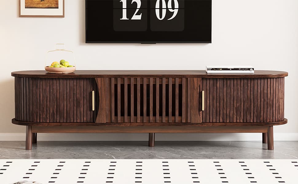 Retro Style TV Stand with Sliding Doors, 165cm - image 5