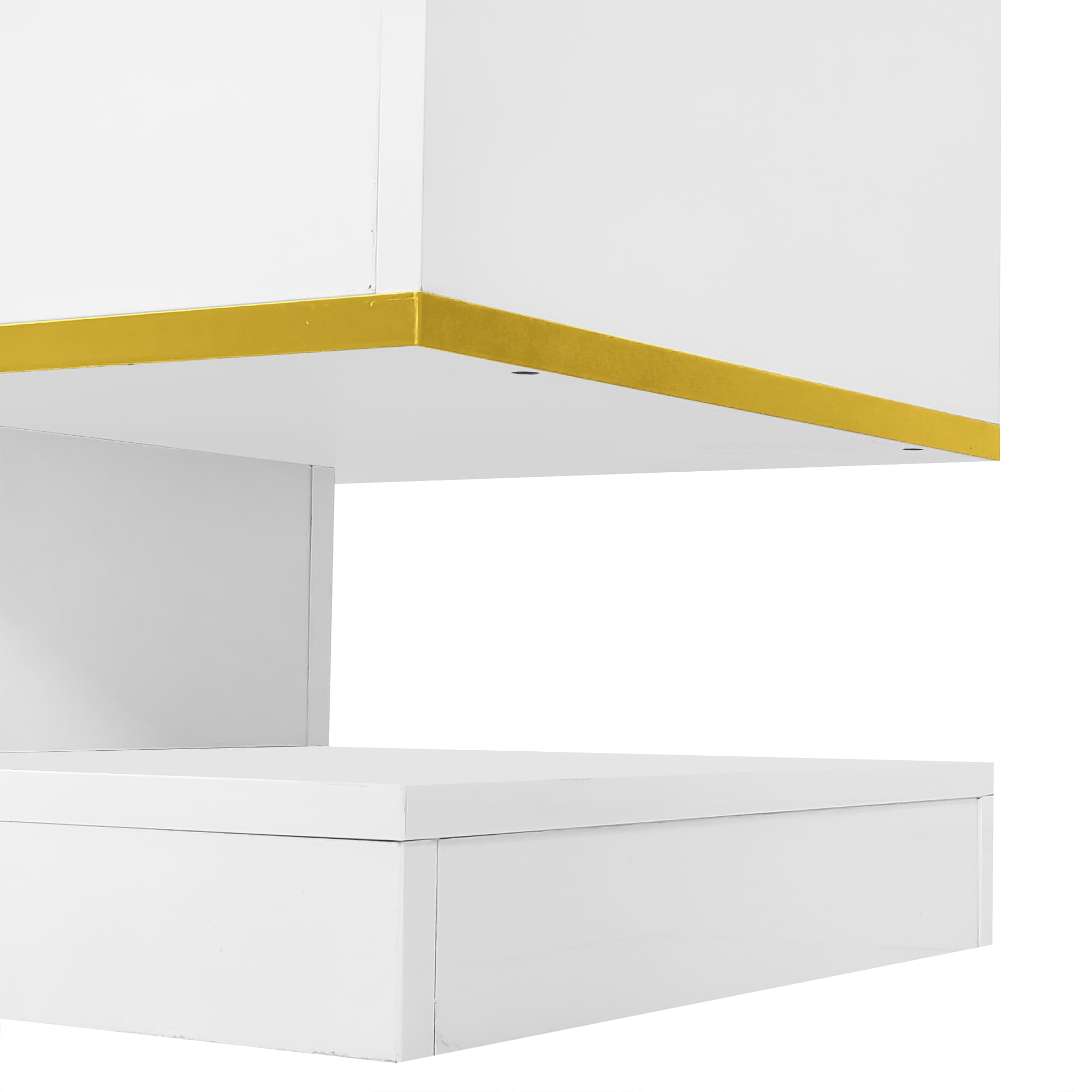 White High Gloss TV Unit with Colour-Changing LEDs & Gold Trim - image 1