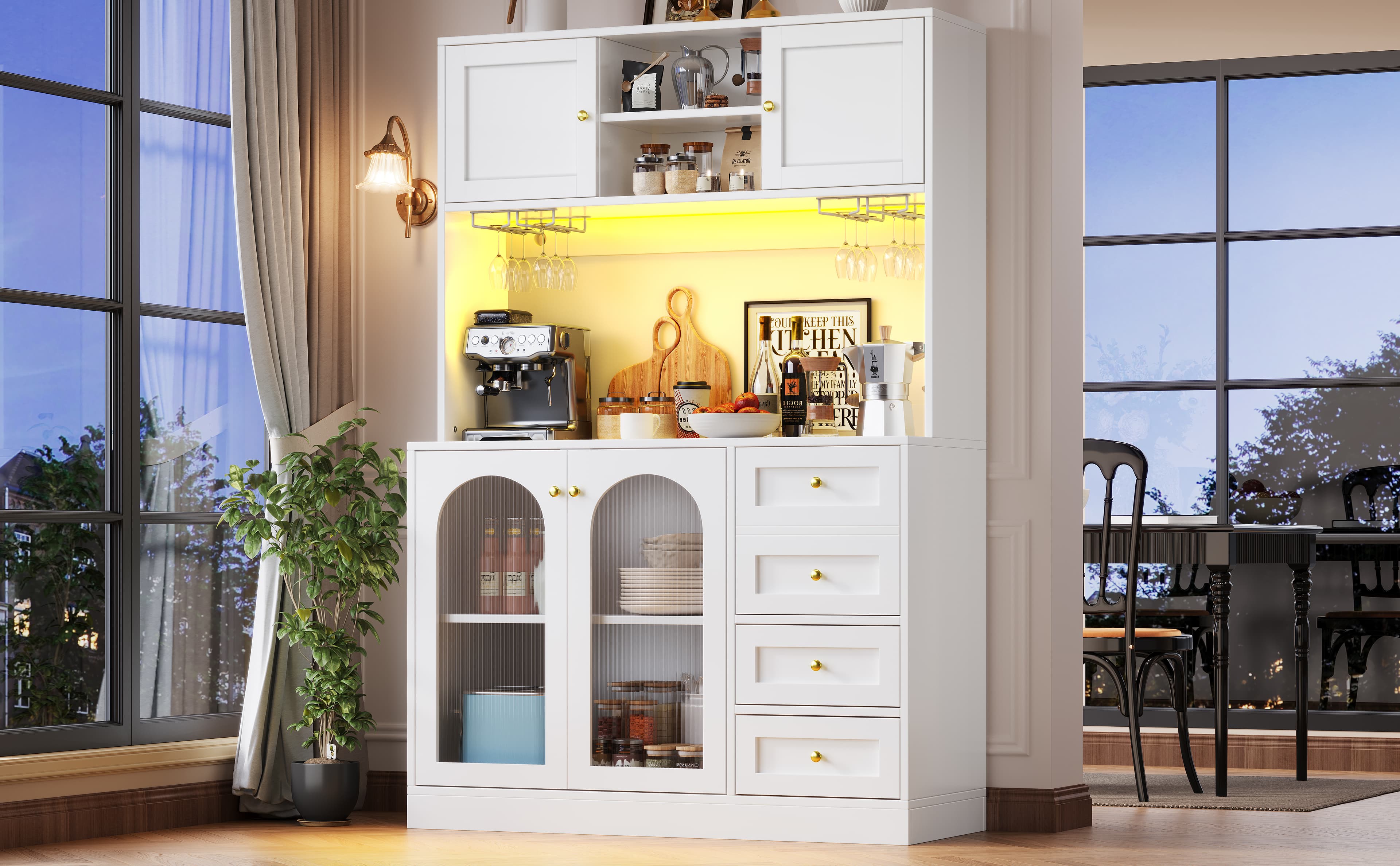 Farmhouse Style Sideboard in White with LED Lighting - image 5