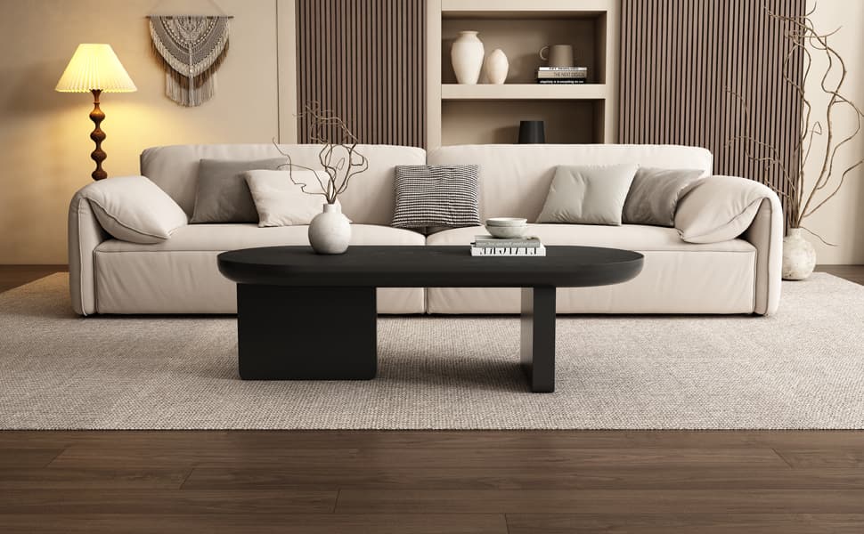 Modern Oval Coffee Table in a Black Finish - image 2
