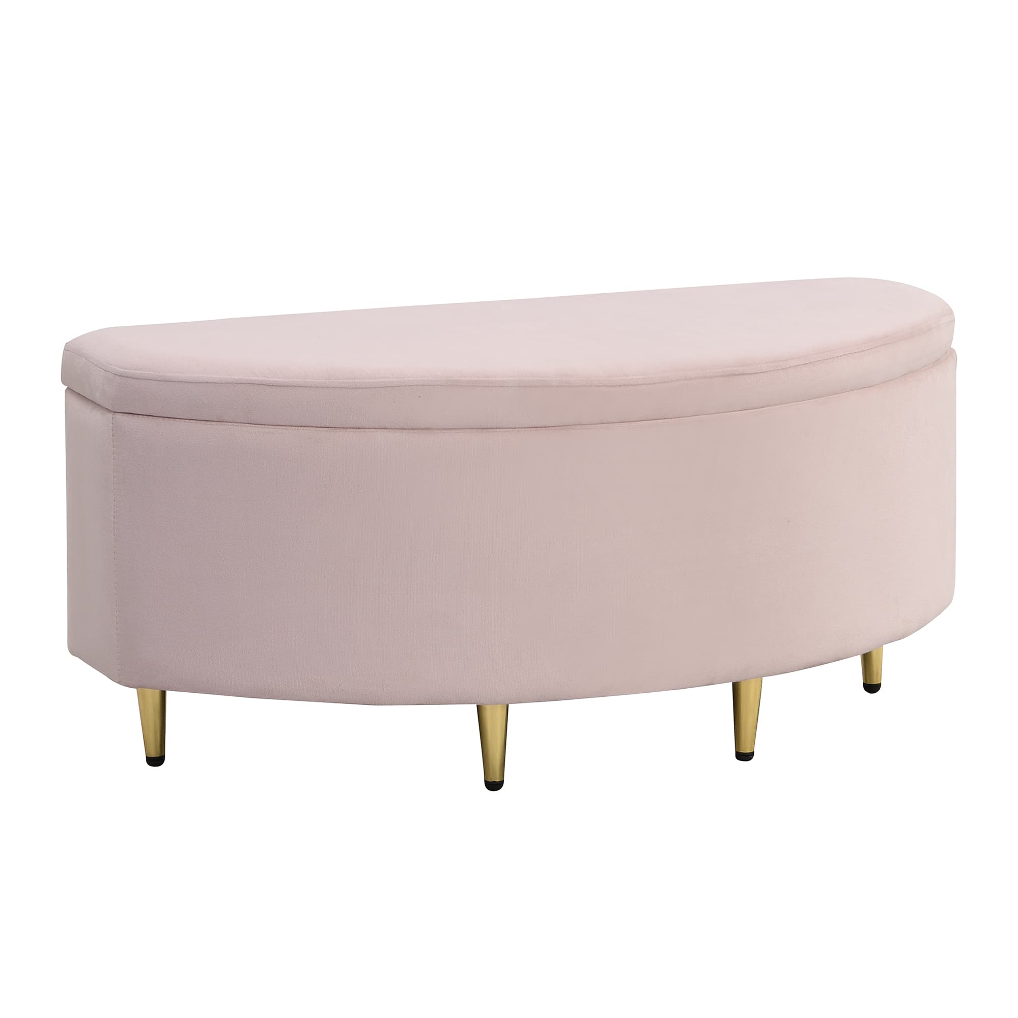 Upholstered Pink Velvet Storage Bench Ottoman - image 4