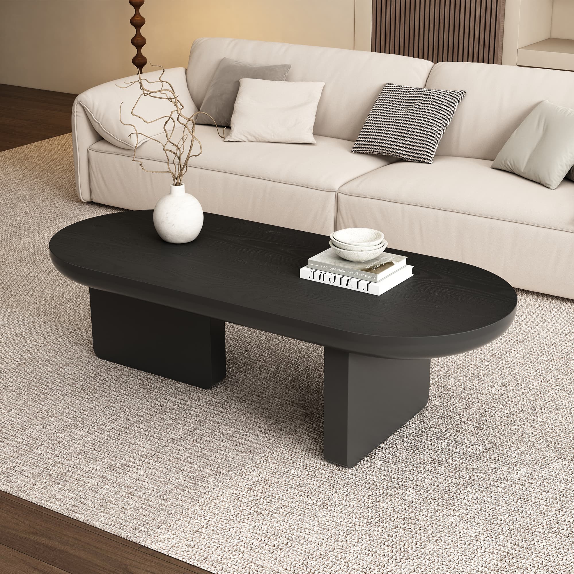 Modern Oval Coffee Table in a Black Finish - image 4