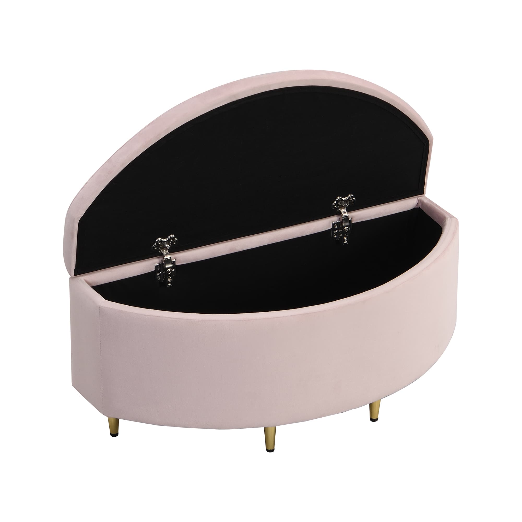 Upholstered Pink Velvet Storage Bench Ottoman - image 5
