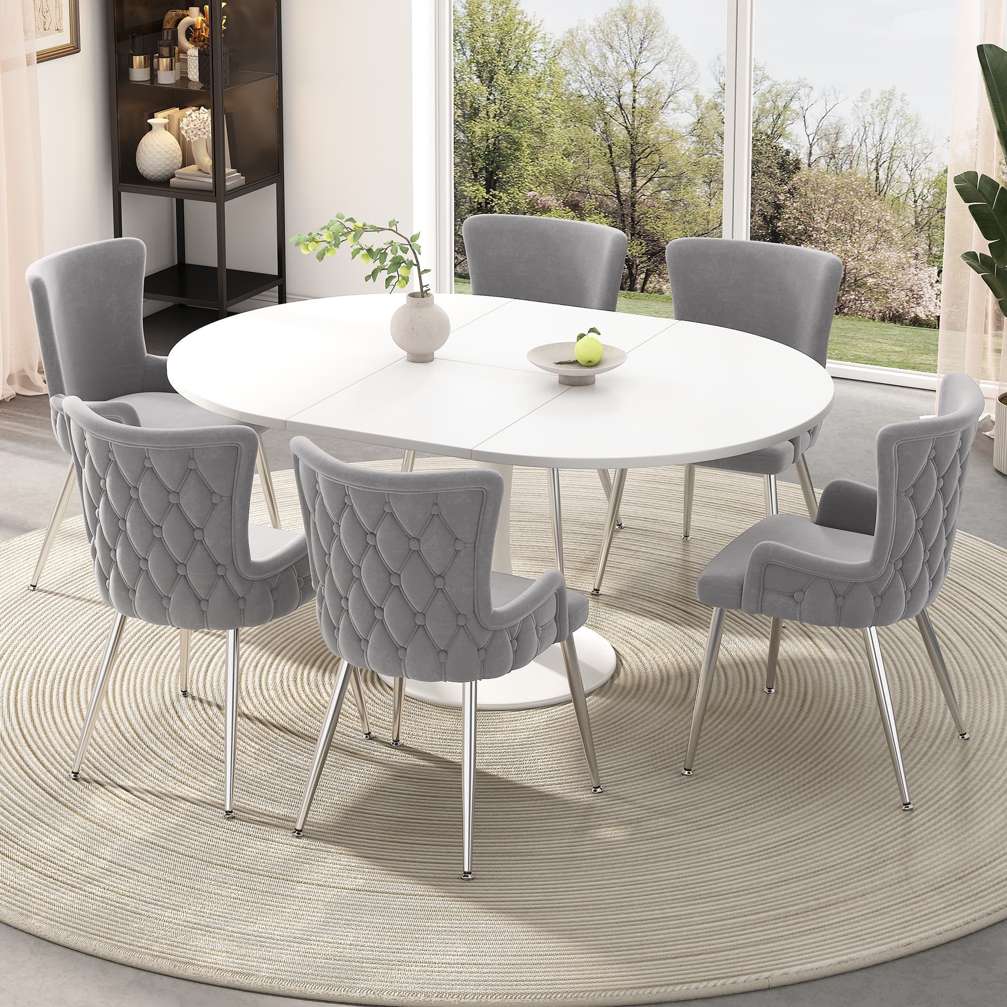 Elevate Your Home with a Set of 6 Grey Velvet Chairs - image 2