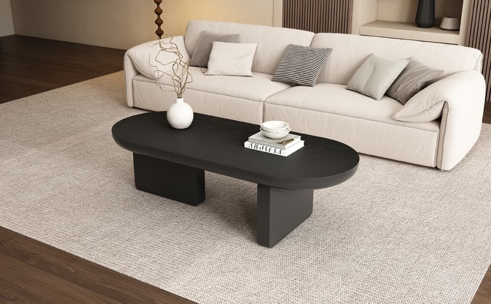 Modern Oval Coffee Table in a Black Finish - image 1