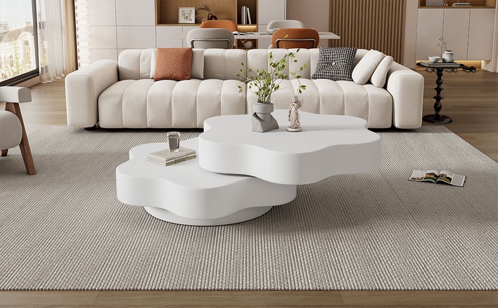 Flower-Shaped Coffee Table with 360° Rotating Top - image 5