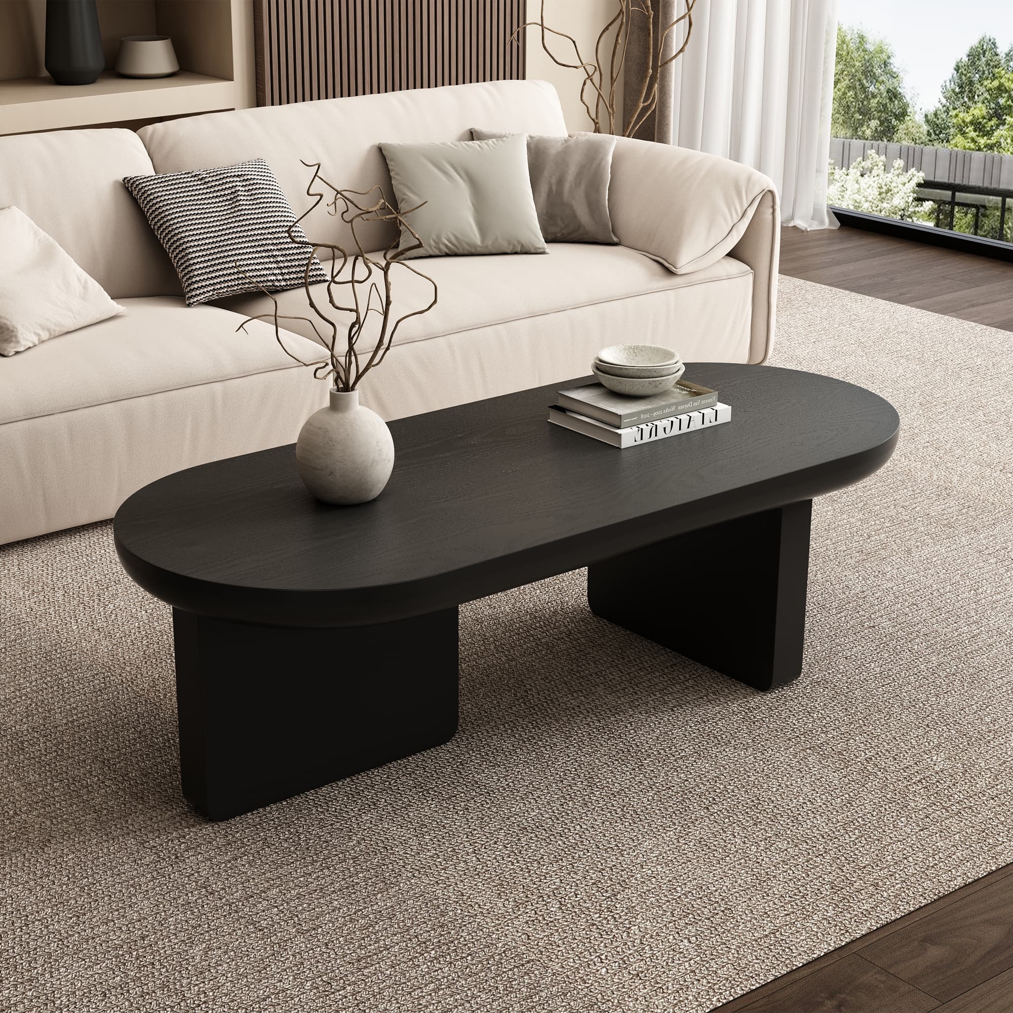 Modern Oval Coffee Table in a Black Finish - image 5