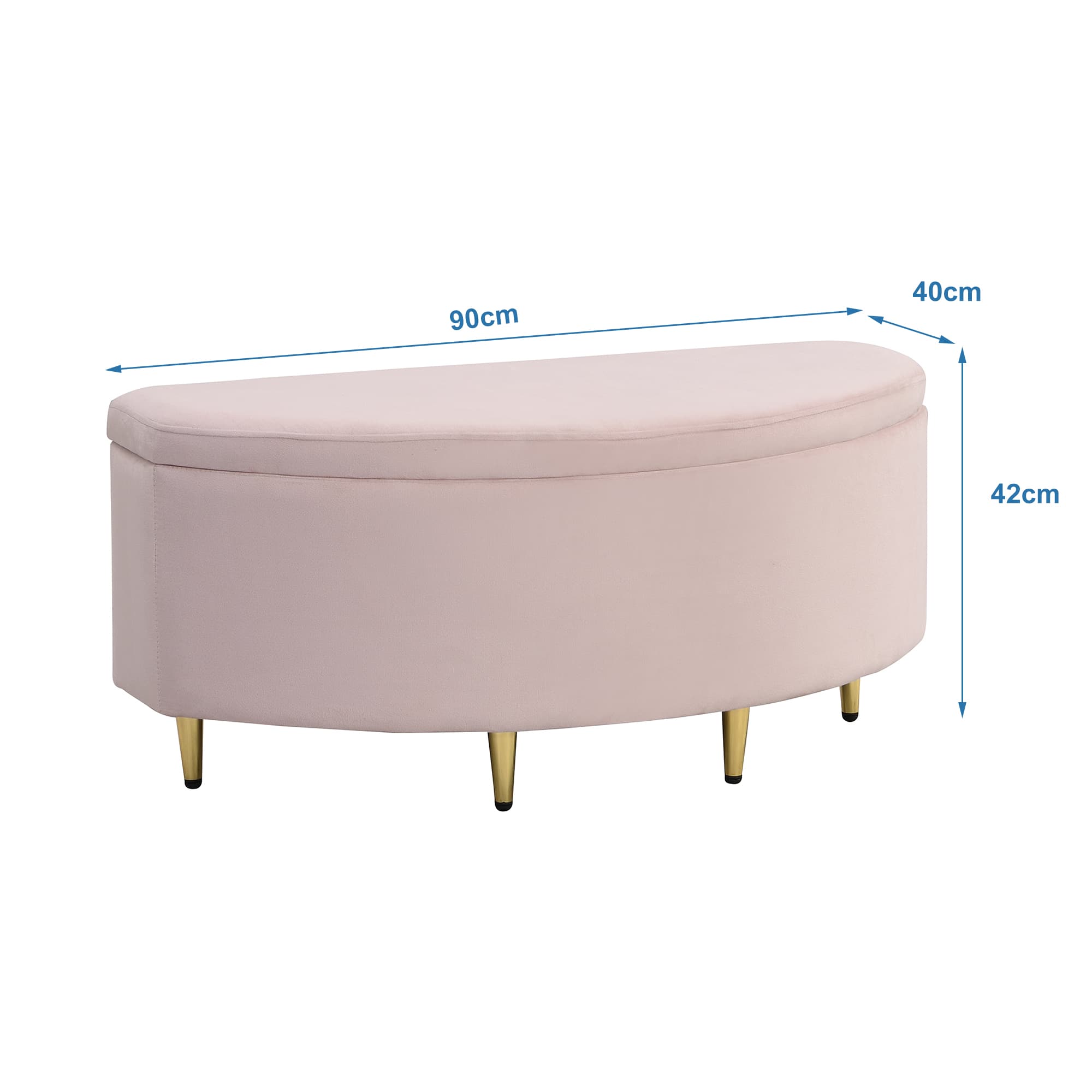 Upholstered Pink Velvet Storage Bench Ottoman - image 2