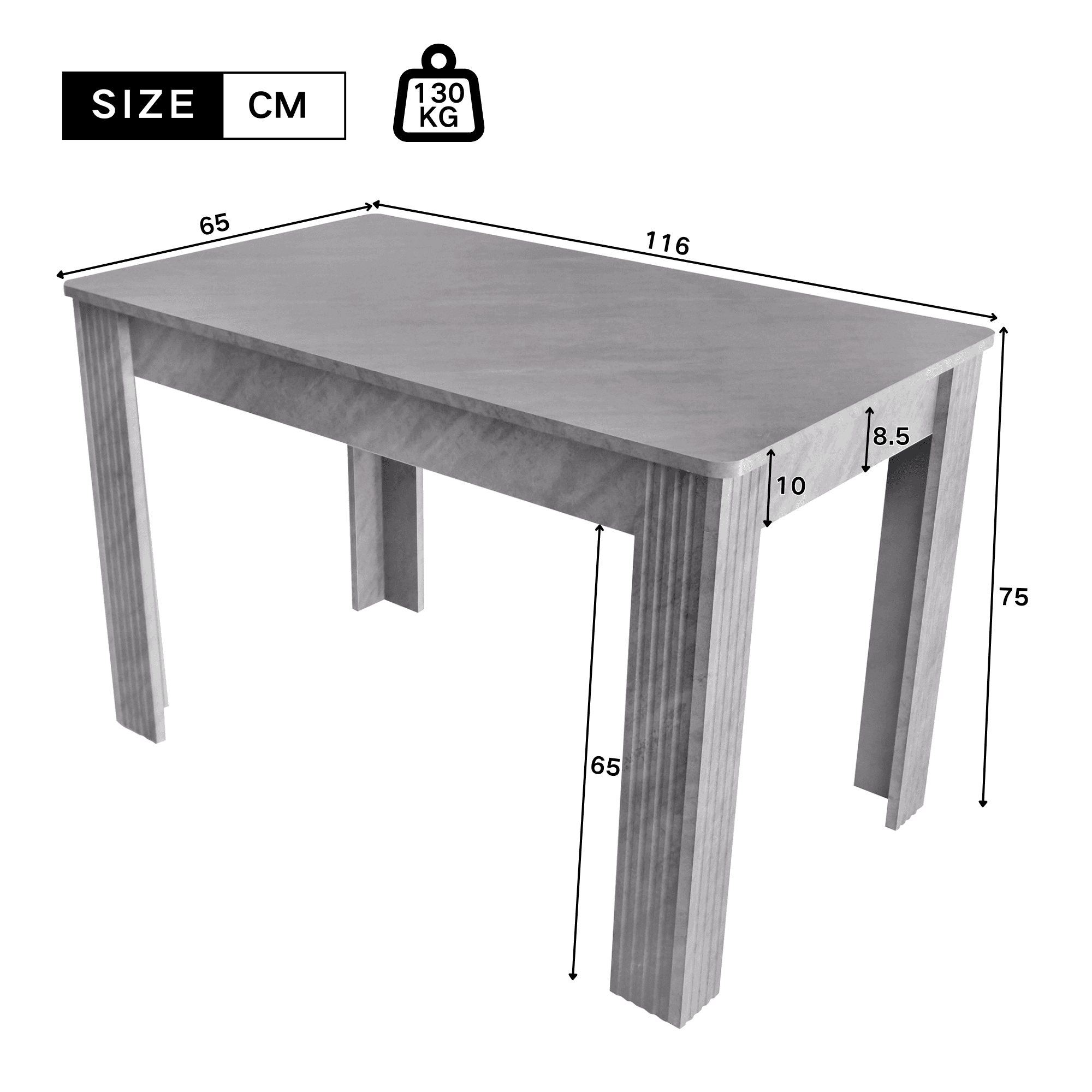Grey Rectangular Dining Table for 4 People - image 1