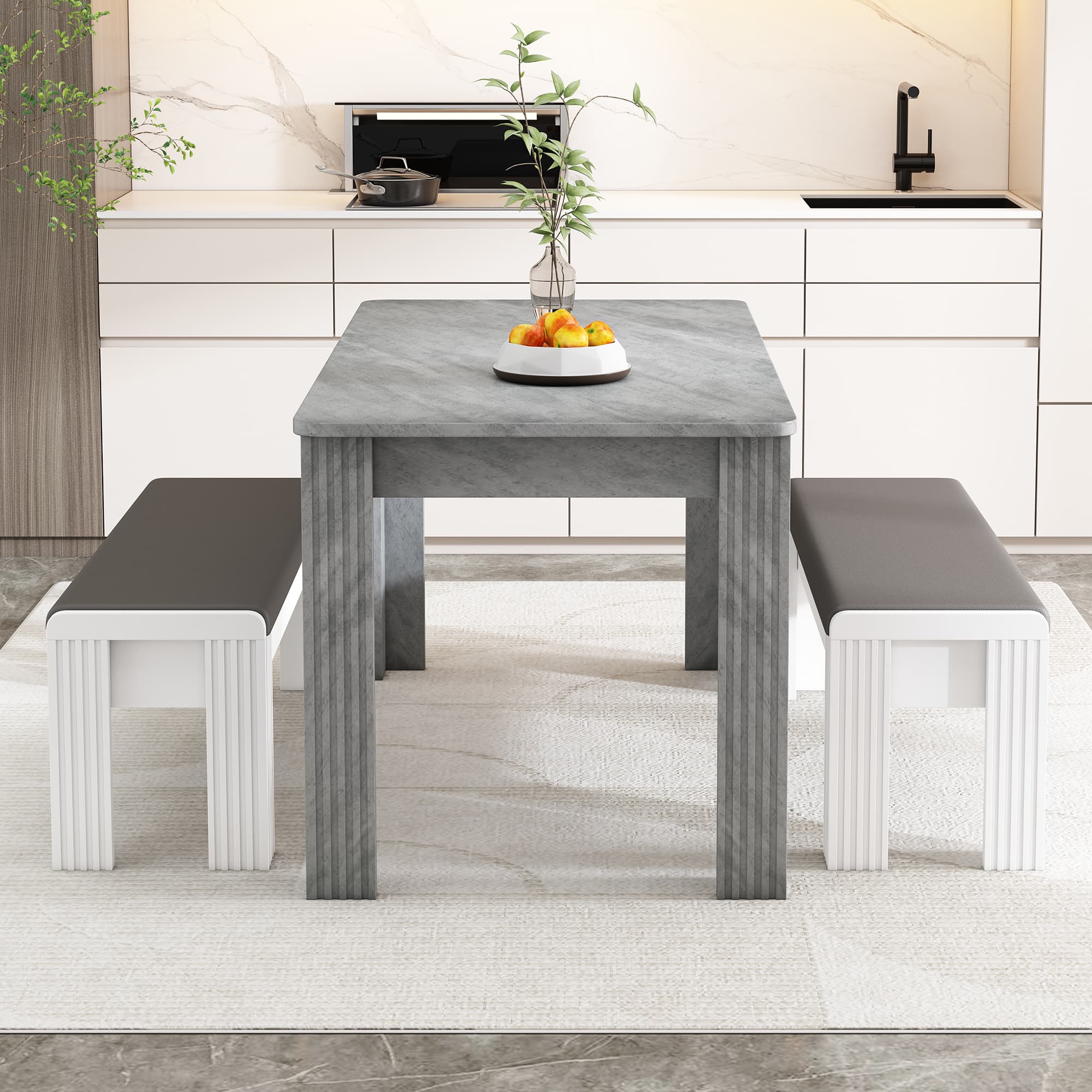 Grey Rectangular Dining Table for 4 People - image 3