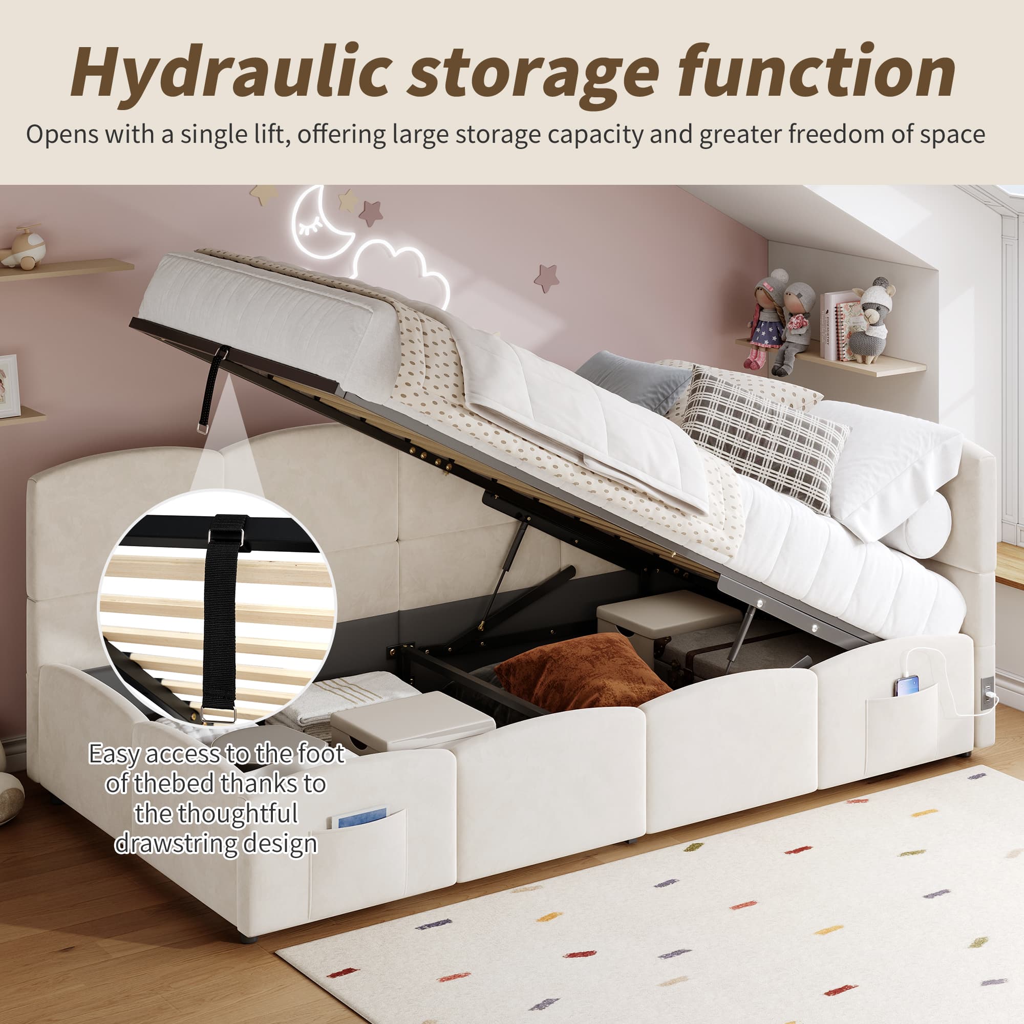 Transform Your Space: Beige Velvet 3ft Single Sofa Bed - image 5