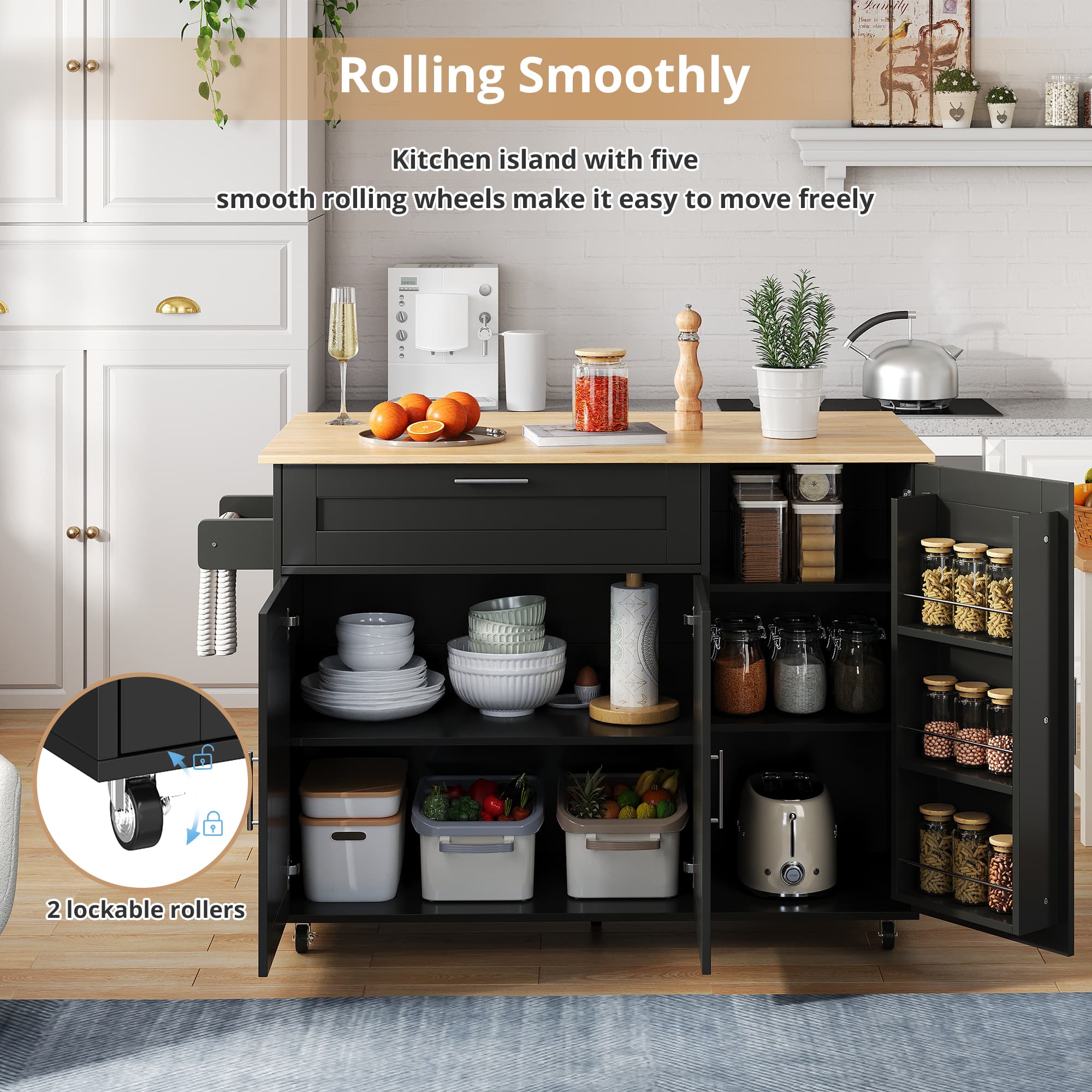 Mobile Kitchen Island Trolley with Extendable Countertop - image 4
