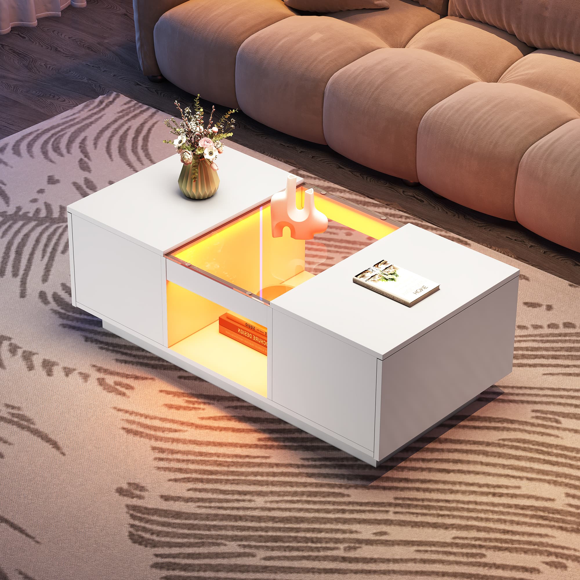 Transform Your Living Room with a Modern LED Coffee Table - White