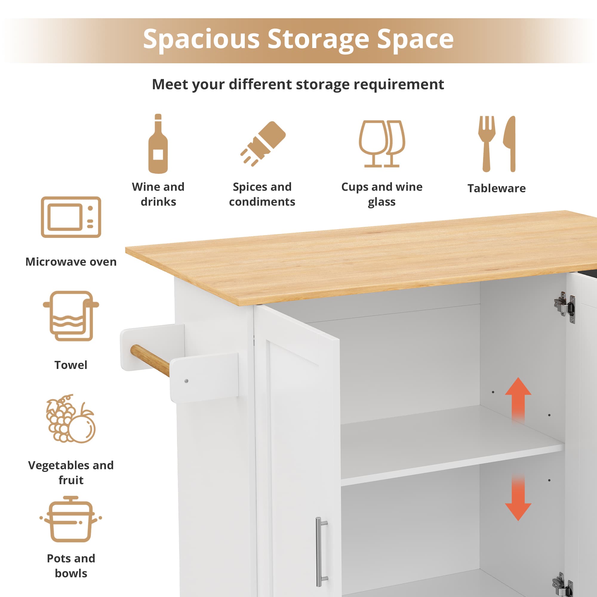 Versatile Kitchen Island on Wheels with Foldable Worktop - image 5