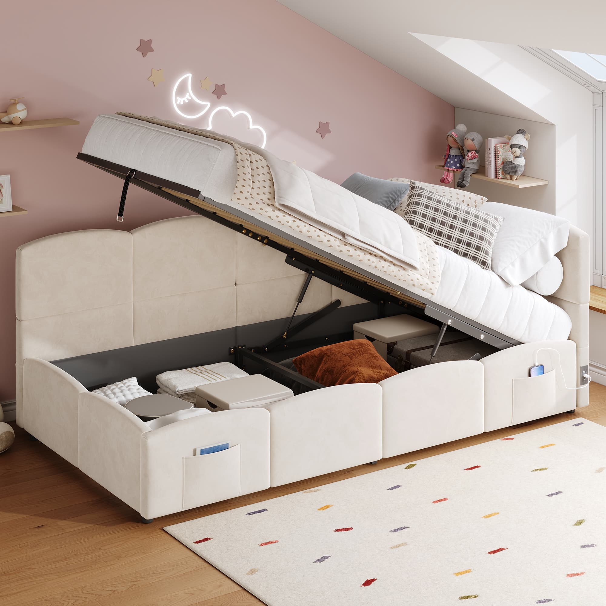 Transform Your Space: Beige Velvet 3ft Single Sofa Bed - Beige