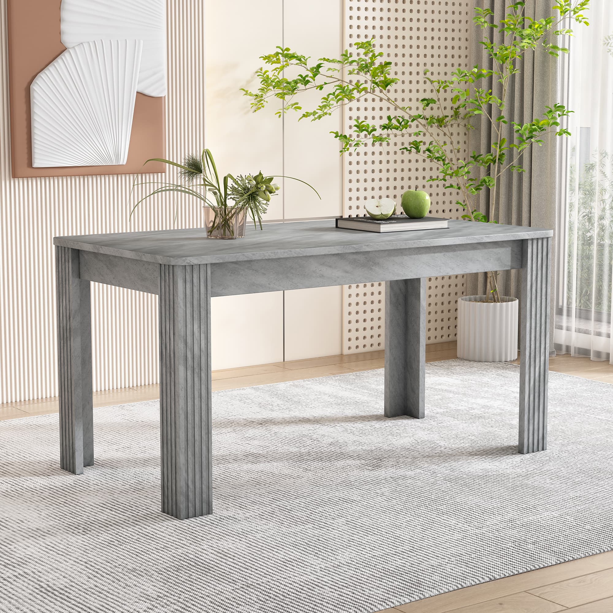 Grey Rectangular Dining Table for 4 People - image 4