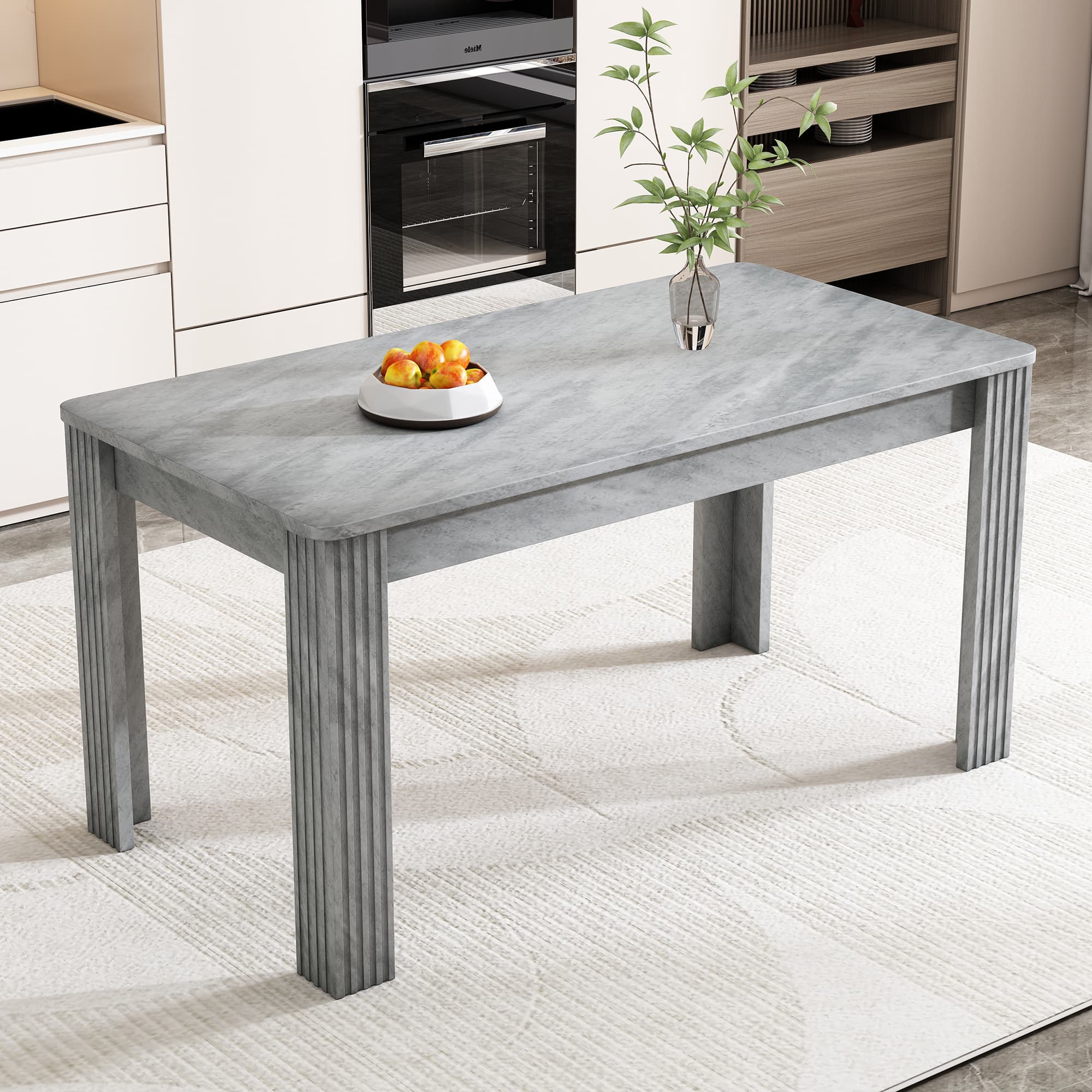 Grey Rectangular Dining Table for 4 People