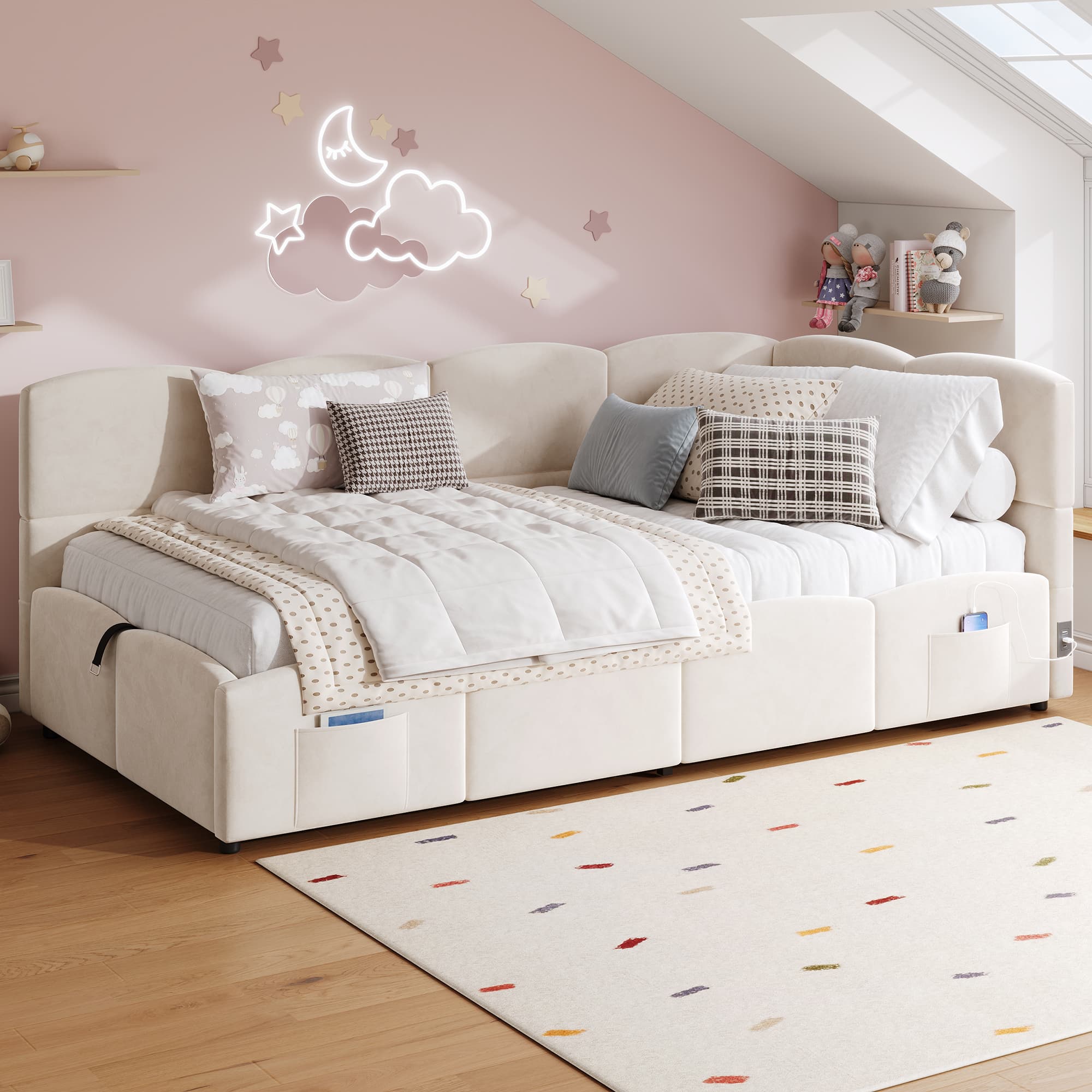 Transform Your Space: Beige Velvet 3ft Single Sofa Bed - image 4