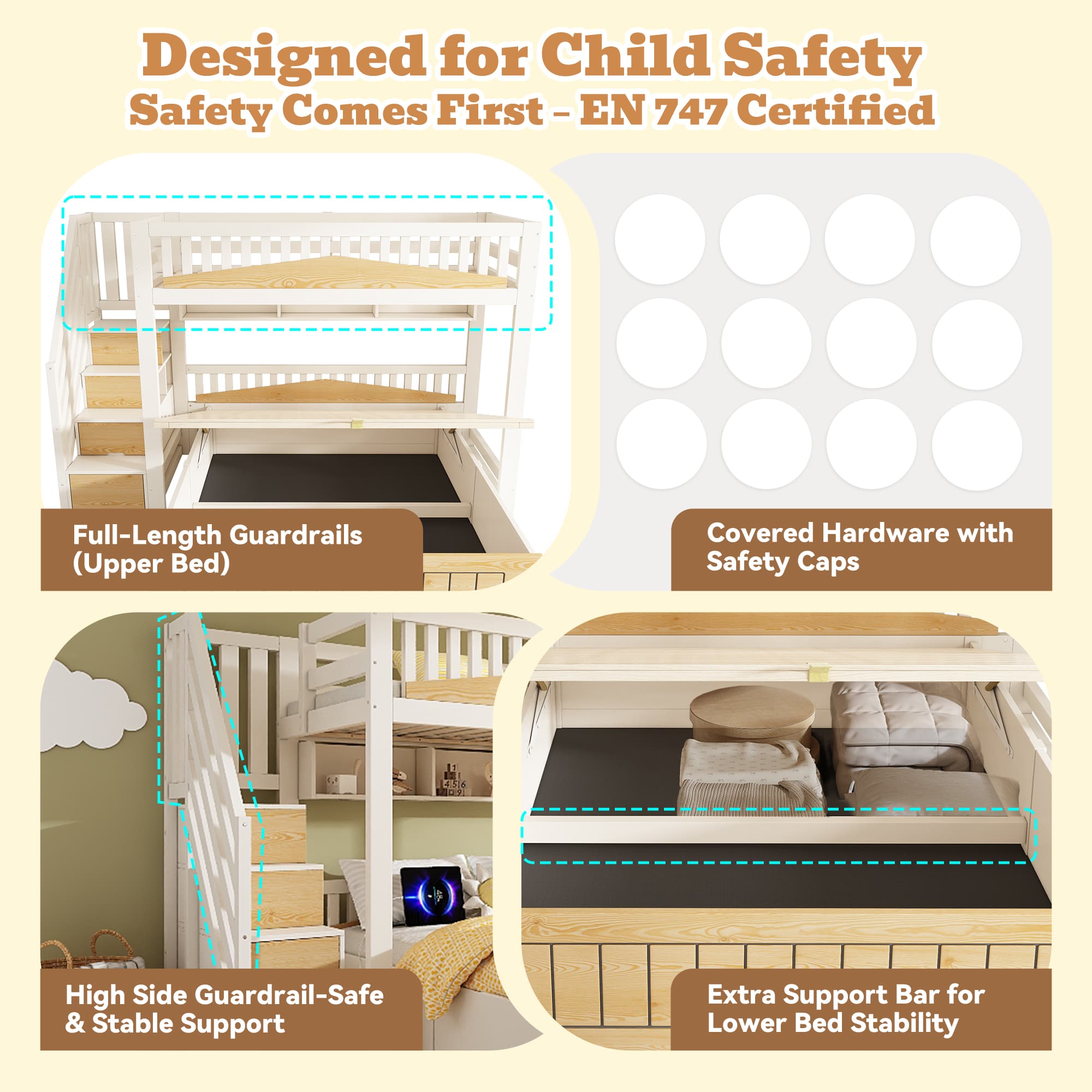 Offset Bunk Bed with Staircase, Hydraulic Storage and USB Charging - image 2