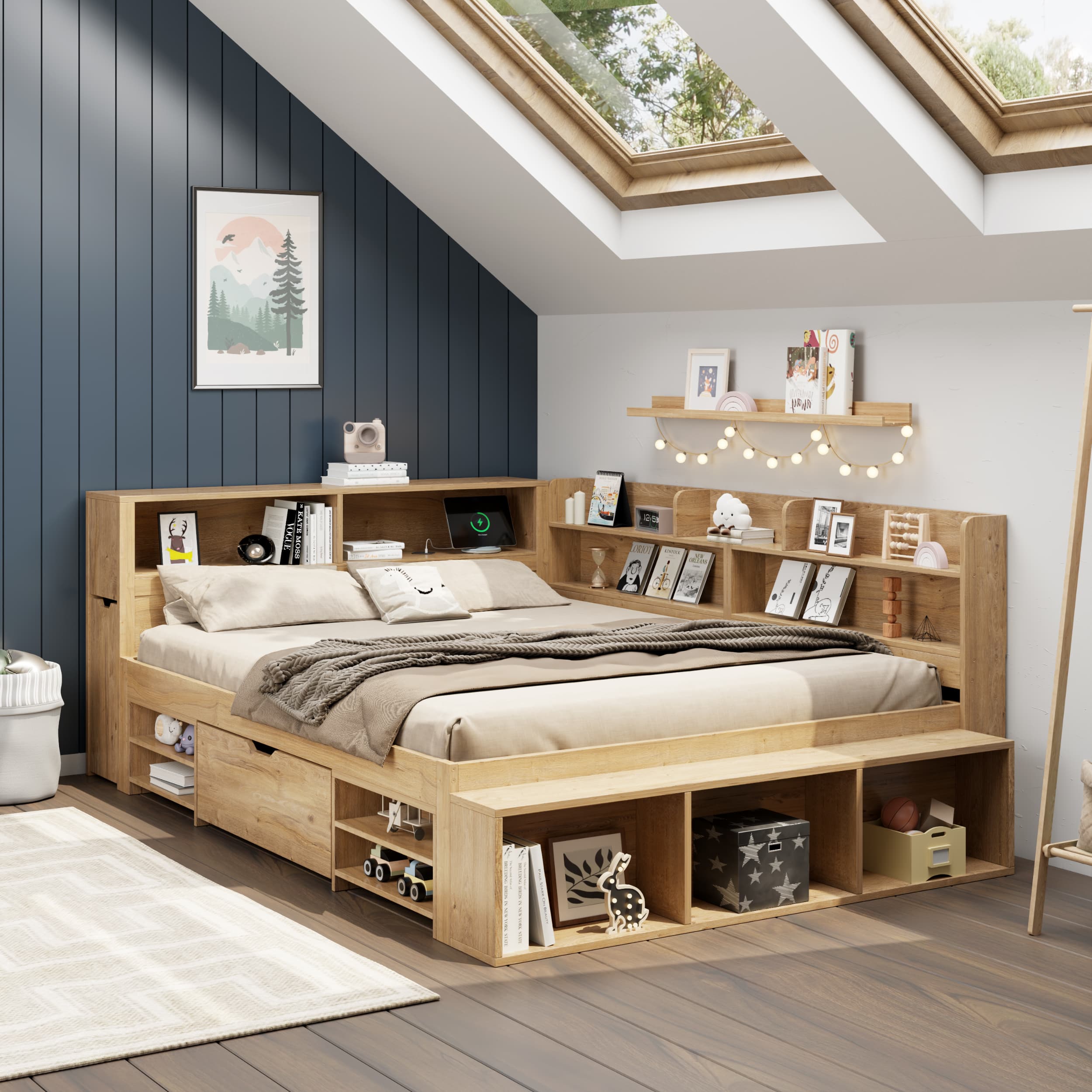 Children's Double Bed with Integrated Storage, Drawers & Shelves - image 4