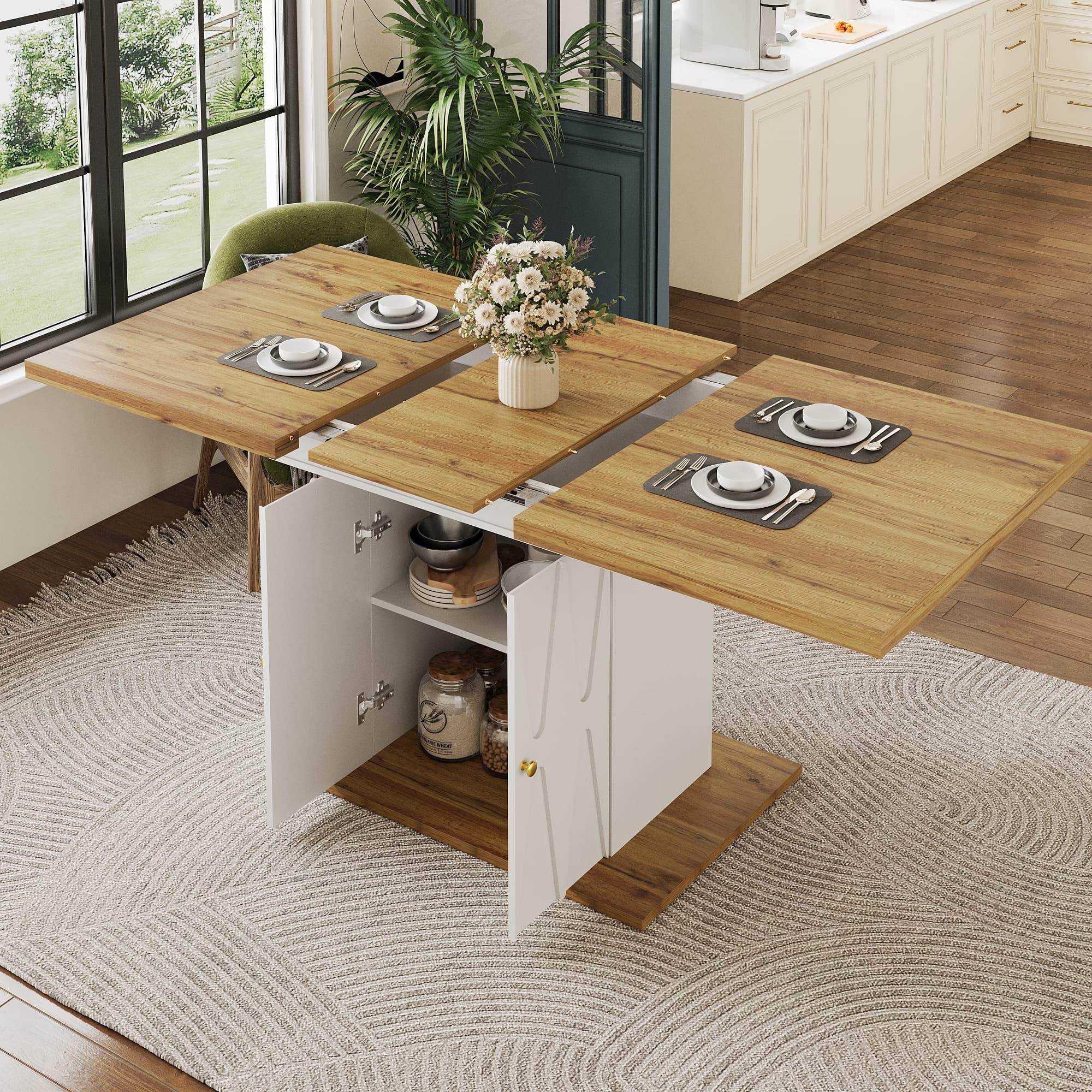 Smart Extendable Dining Table with Hidden Leg Storage - image 4