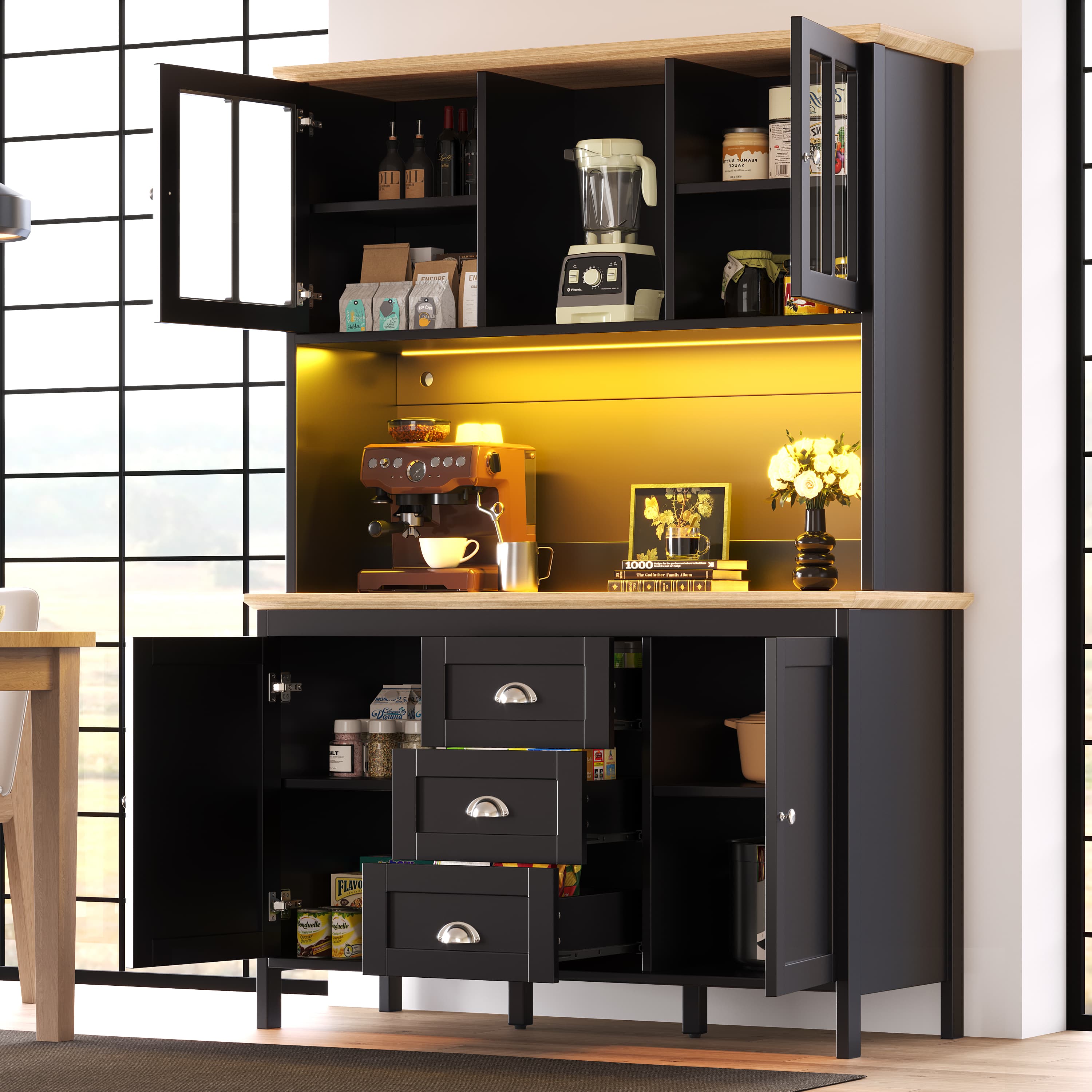 Modern Tall Storage Cabinet with Ambient LED Lighting - image 1