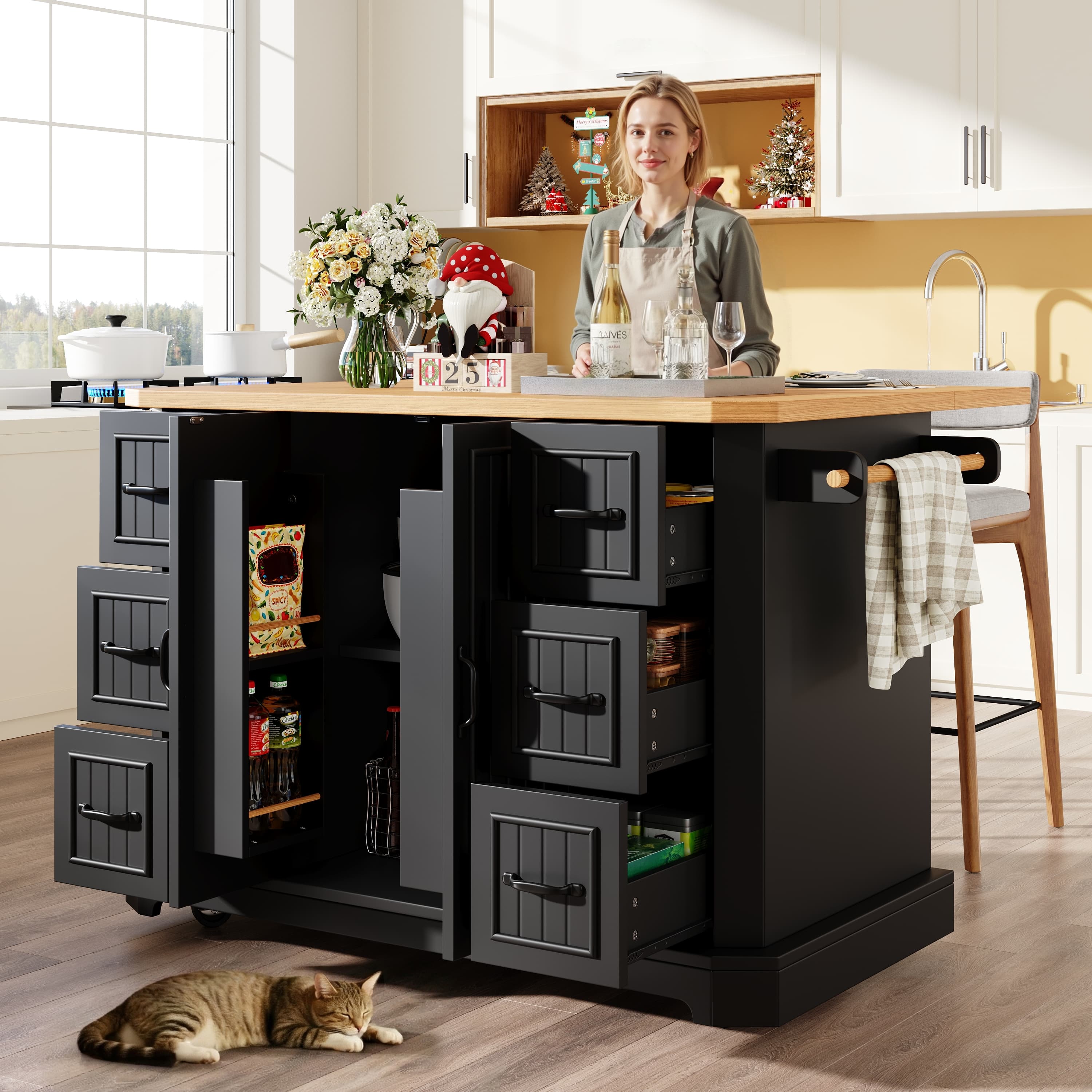 Expand Your Kitchen with a Stylish Mobile Island Storage Cart - image 2