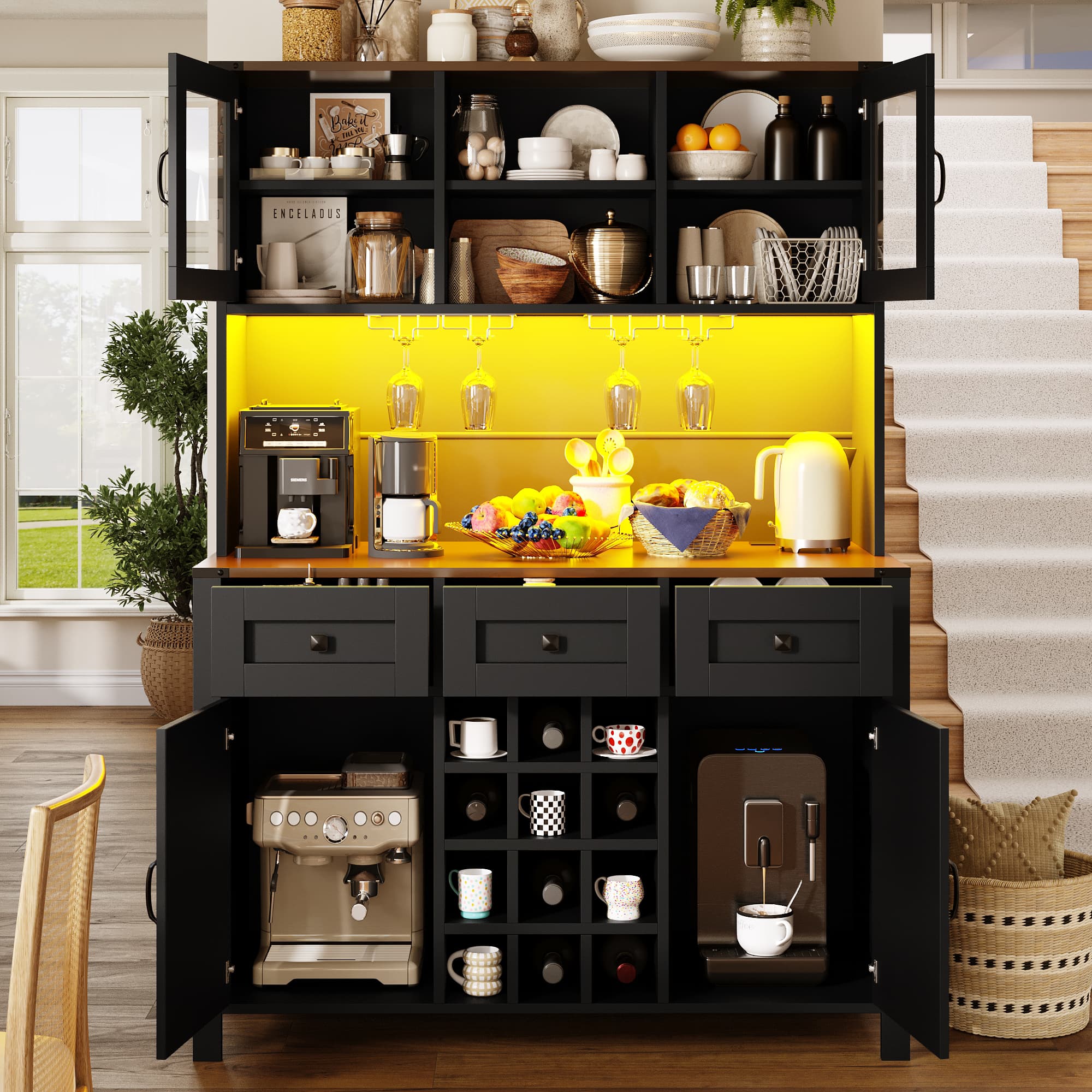 Modern Tall Storage Cabinet with Power & LED Lighting - image 4