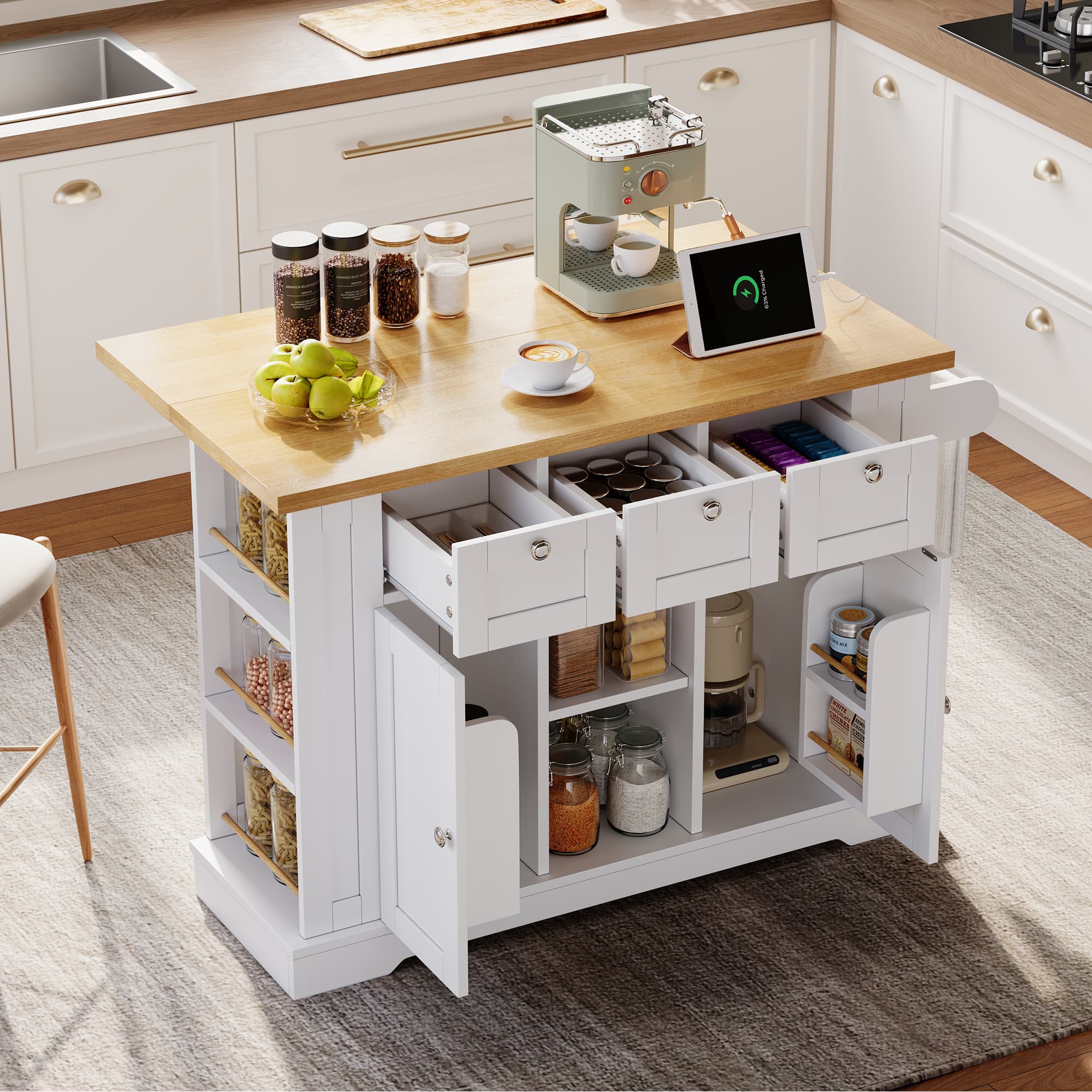 Effortless Meal Prep with an Extendable Farmhouse Kitchen Island