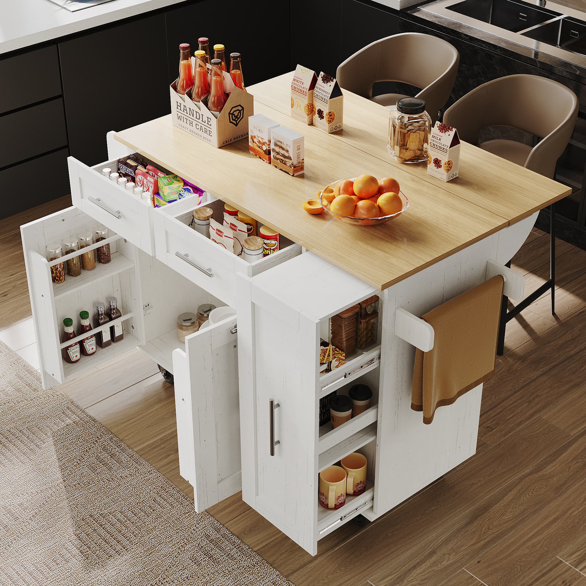Expand Your Kitchen with a Versatile Island & Dining Cart