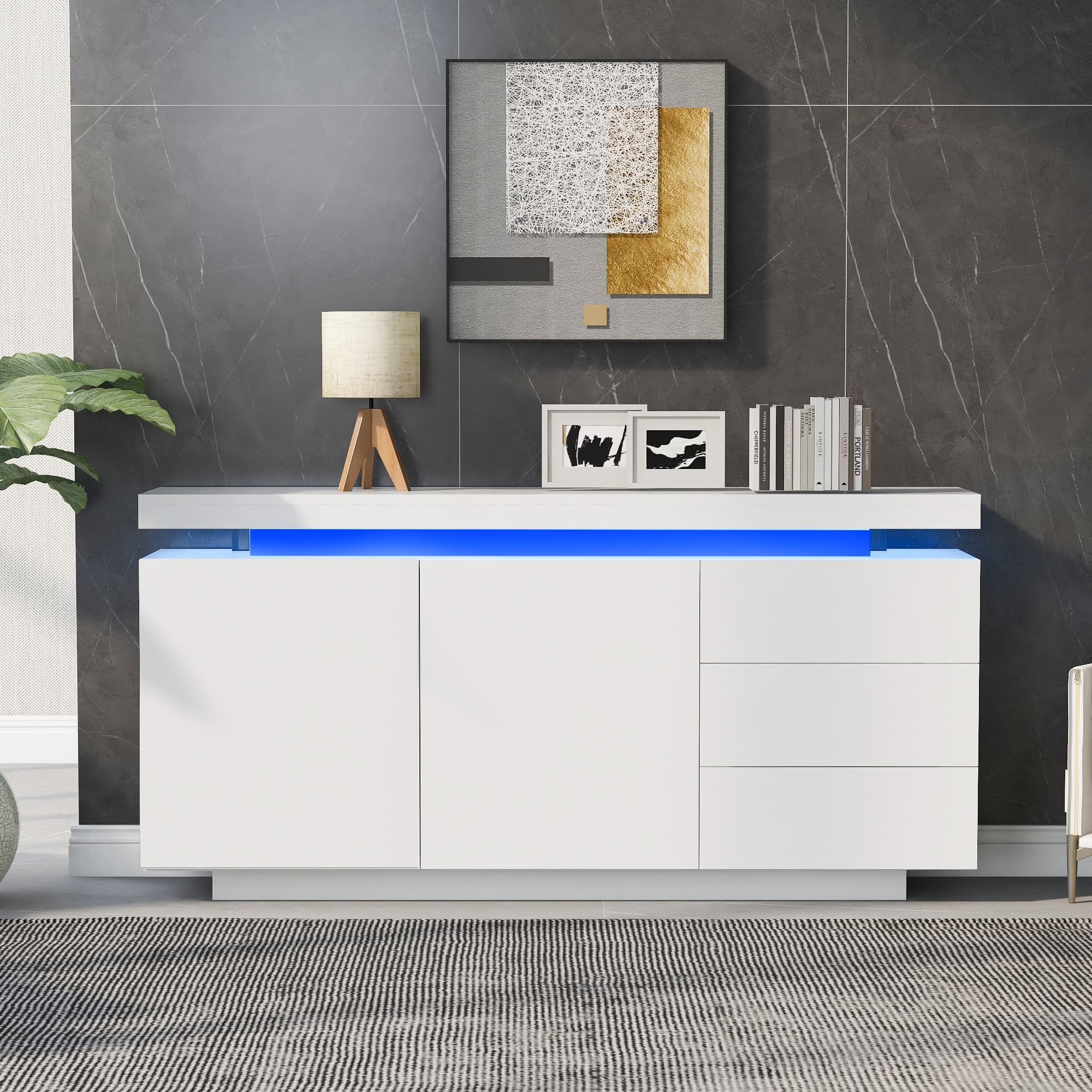 Elevate Your Space with a Modern High Gloss LED Sideboard - image 2