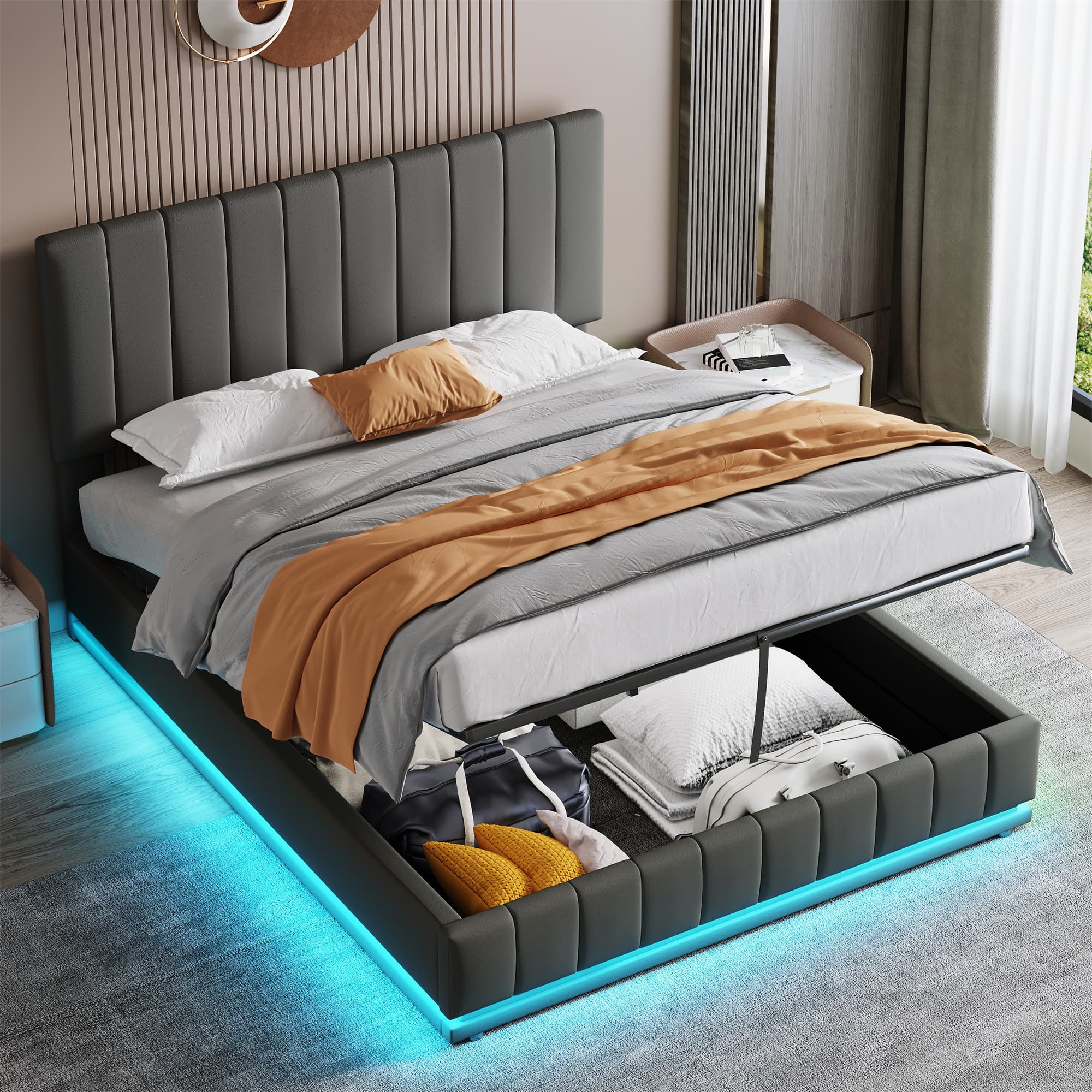 Transform Your Bedroom with a Smart LED Ottoman Storage Bed - image 3