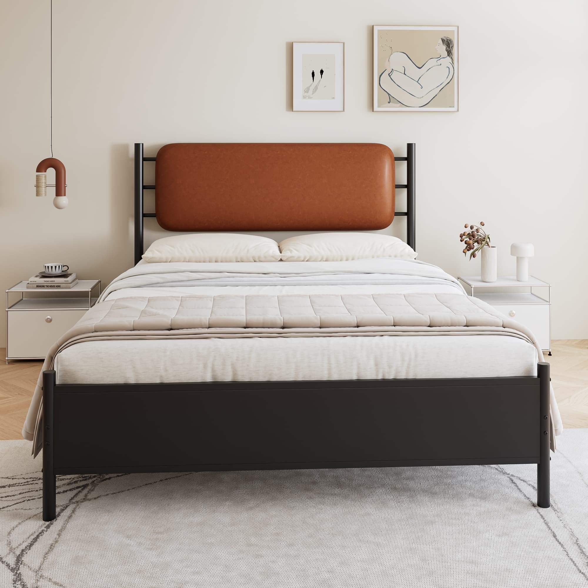 Modern Metal & PU Double Bed for Stylish, Comfortable Support - image 3