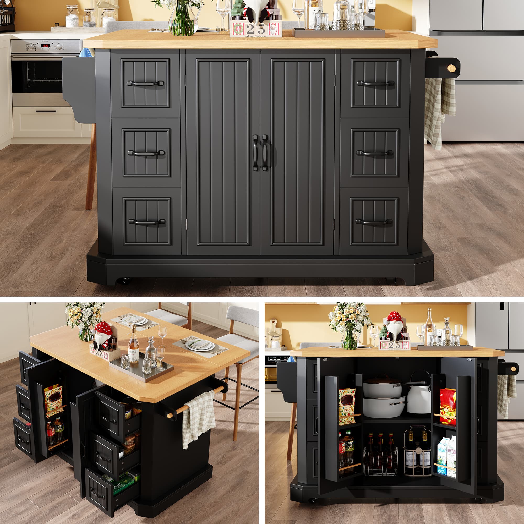 Expand Your Kitchen with a Stylish Mobile Island Storage Cart