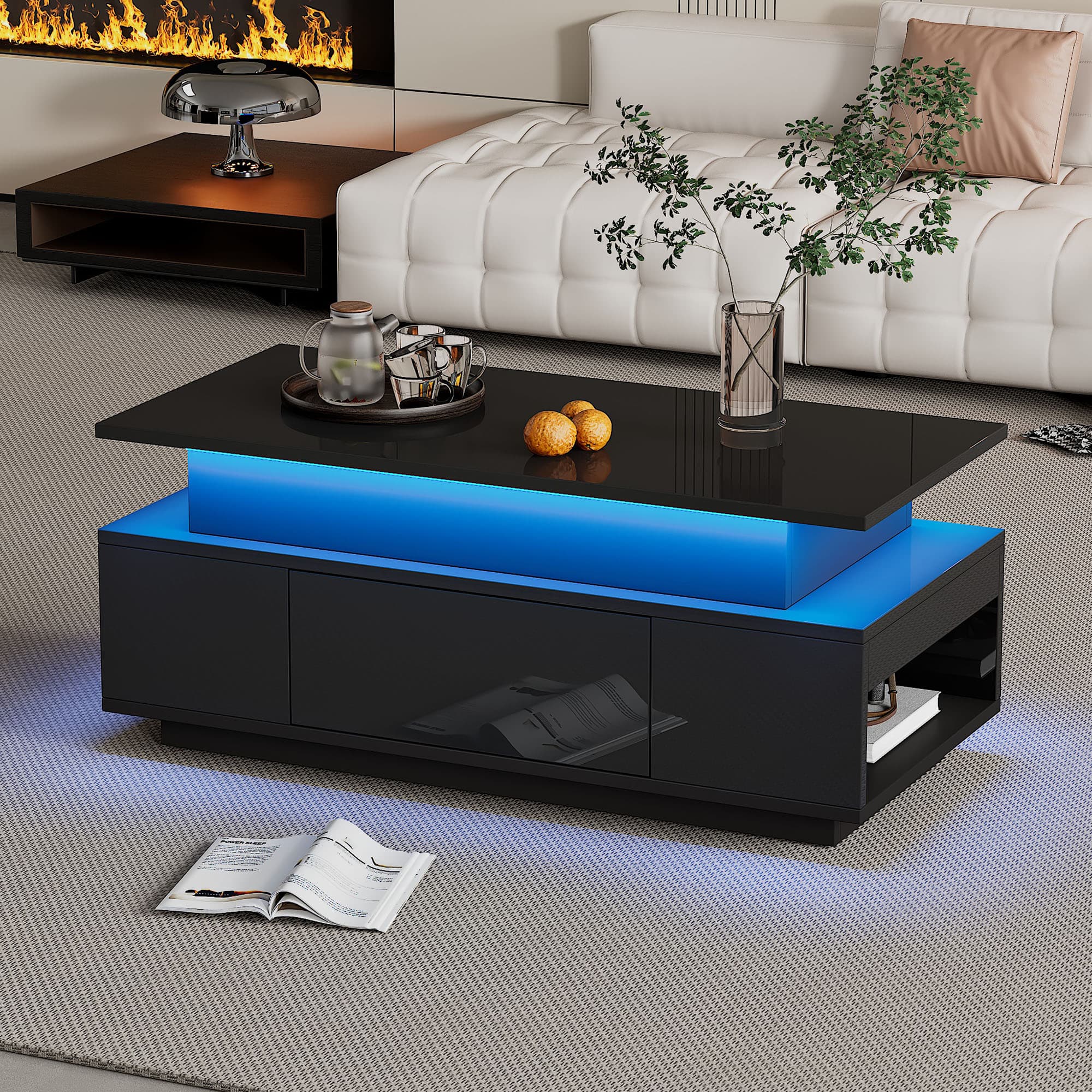 Modern Lift-Top Coffee Table with Storage & LED Lighting - image 1