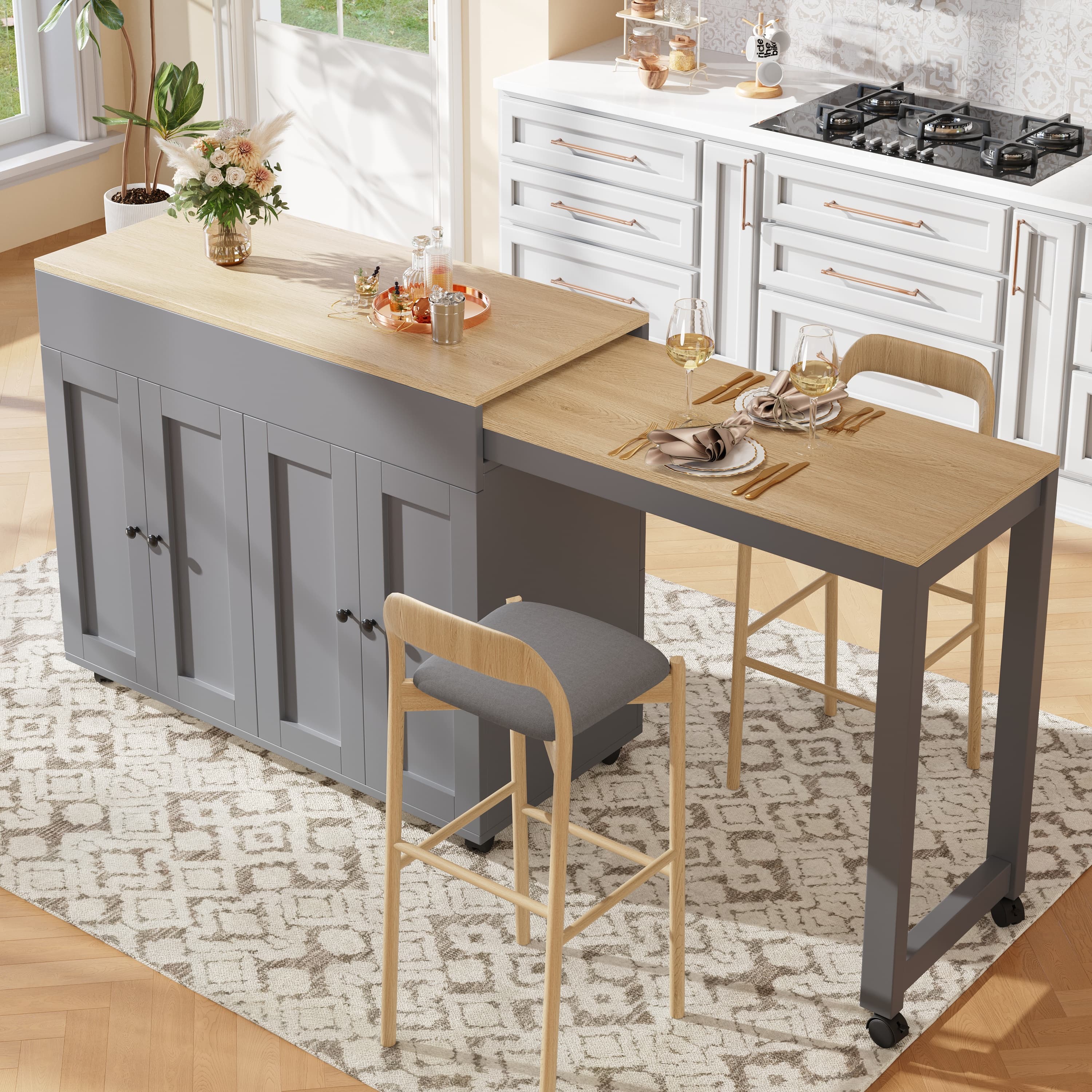 Transform Your Space with a Versatile Extendable Bar Table - Gray