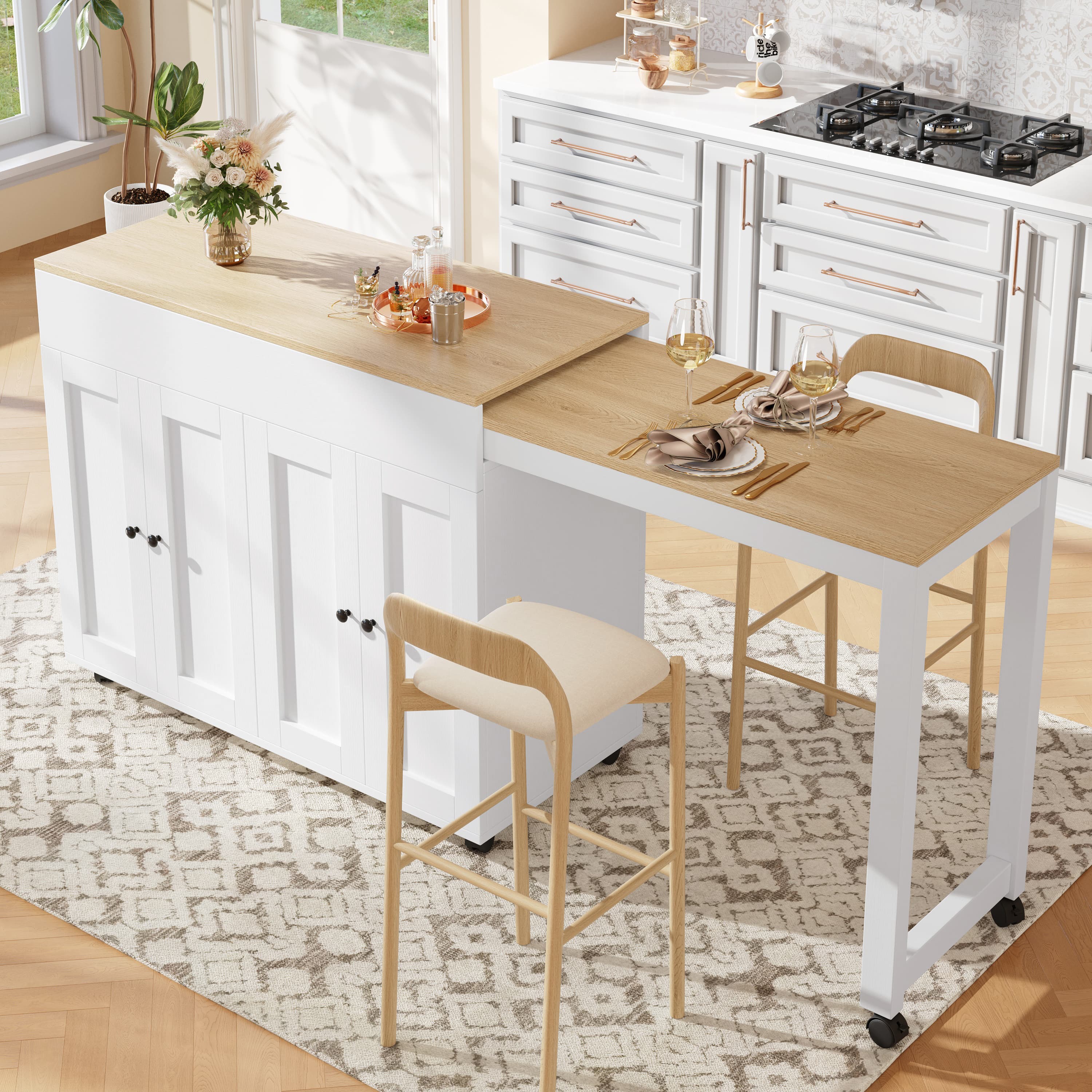 The Smart Extendable Bar Table for Dining & Storage - White