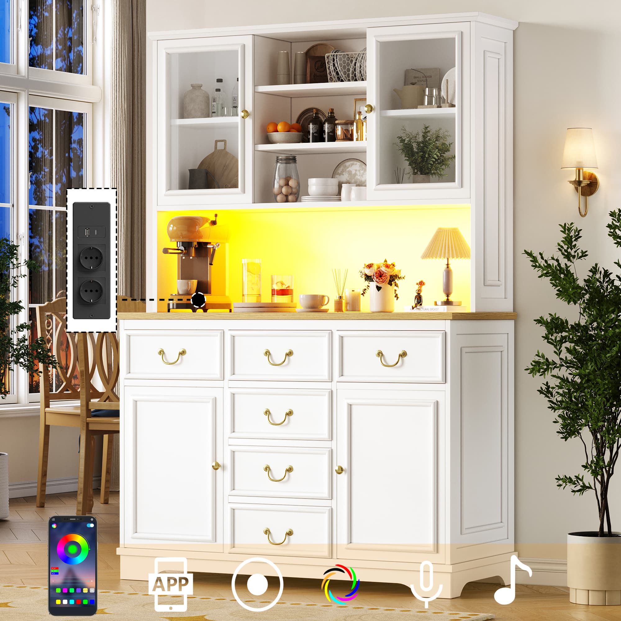 Ergonomic Kitchen Storage with Sockets, USB & LED Lighting - image 3