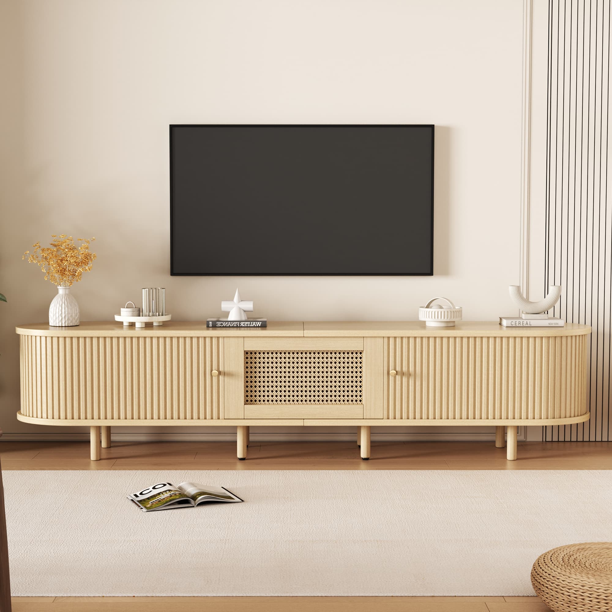 Transform Your Living Room with this Rattan TV Cabinet - Wood