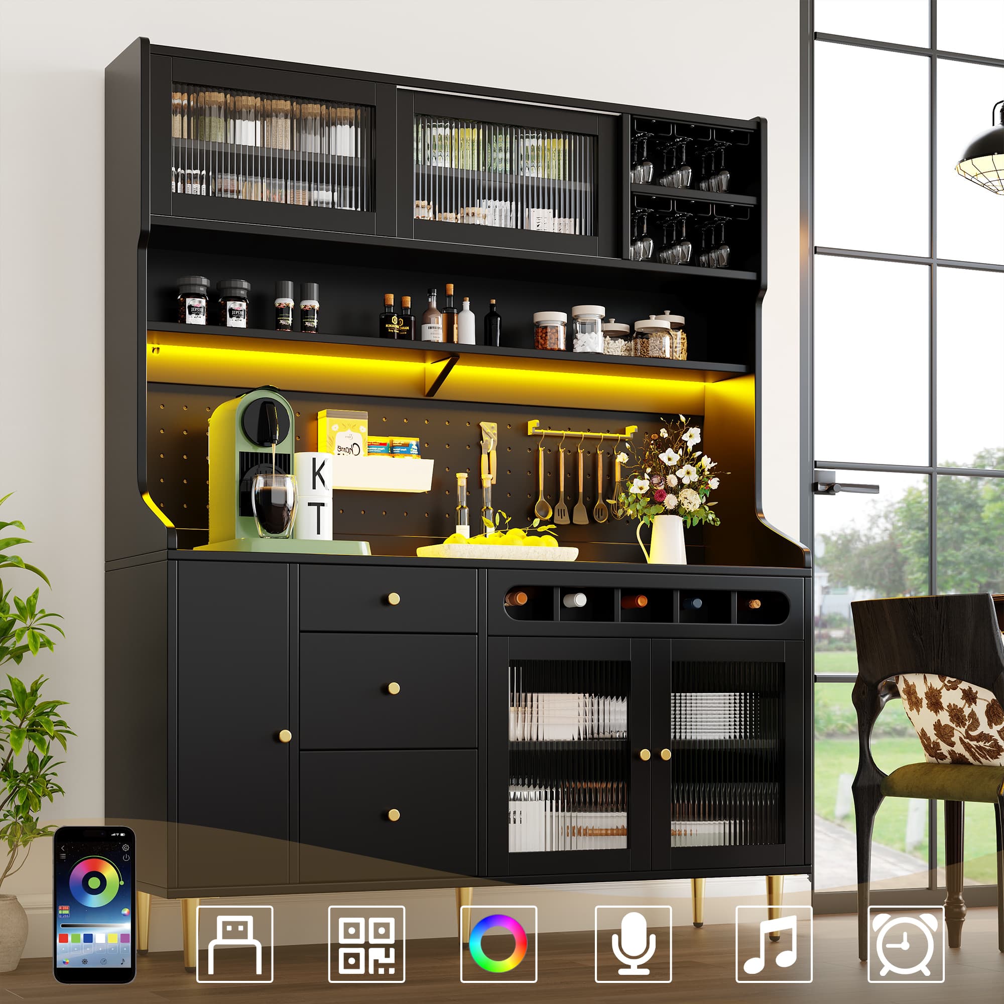 Transform Your Space with a Smart LED Highboard Cabinet - Black