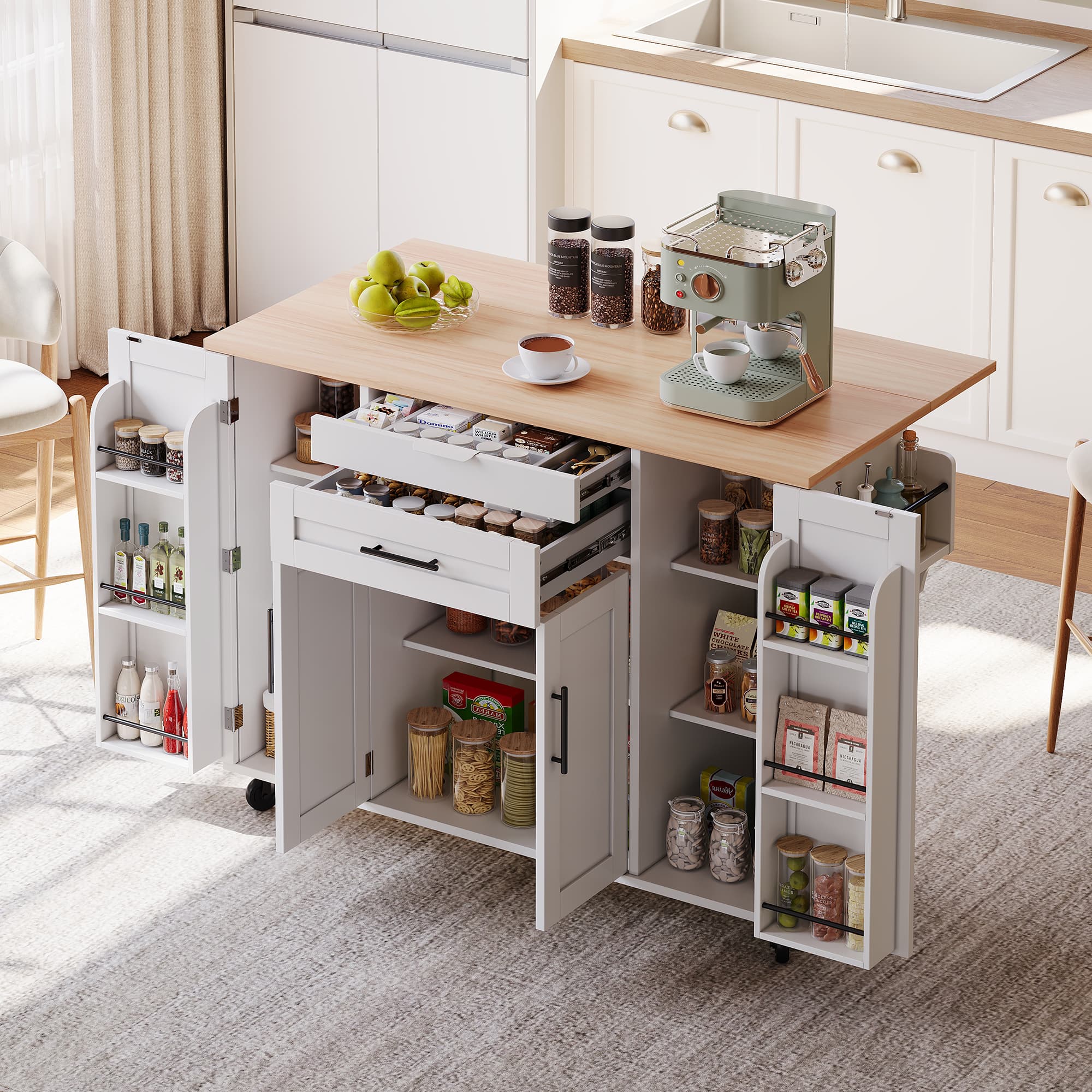 Expand Your Kitchen Space with This Rolling Island Trolley