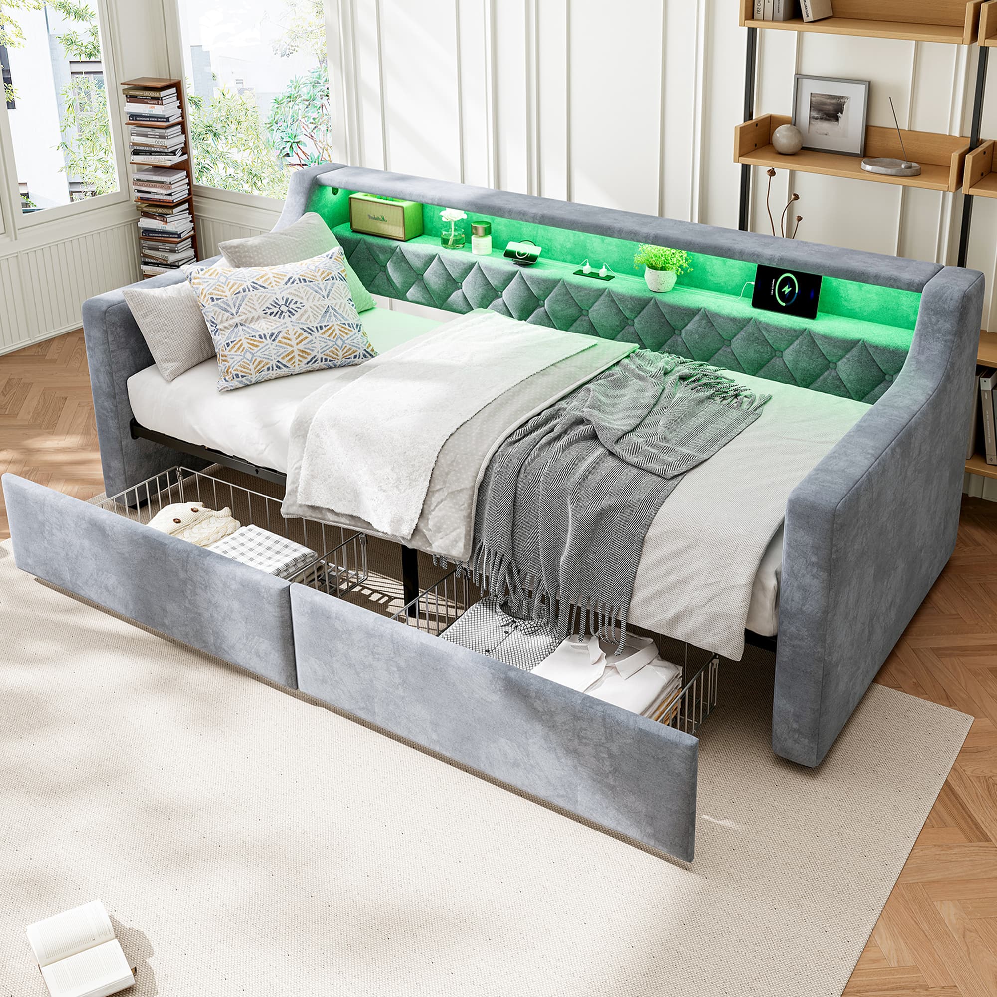 Transform Your Space with this Grey Velvet 3FT Daybed - image 3
