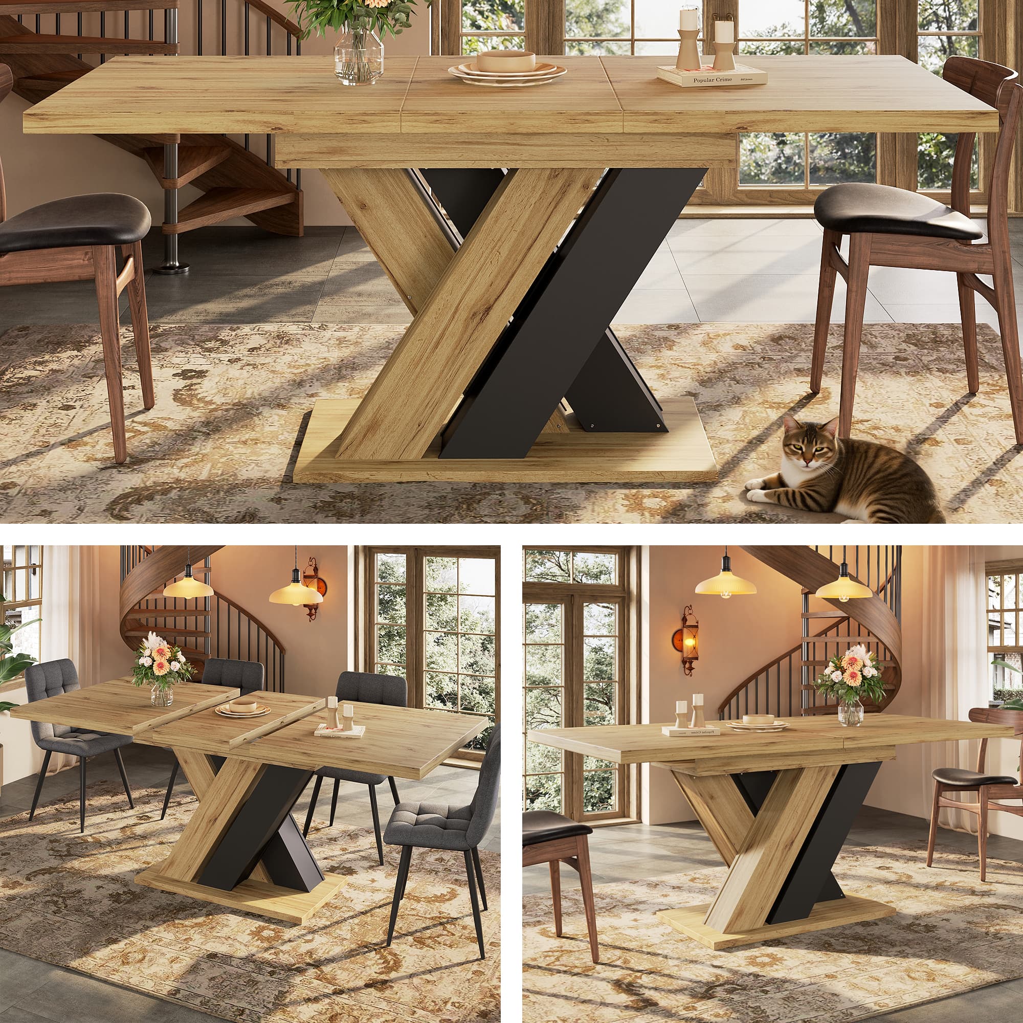 Effortlessly Host Guests with This Extendable X-Leg Dining Table