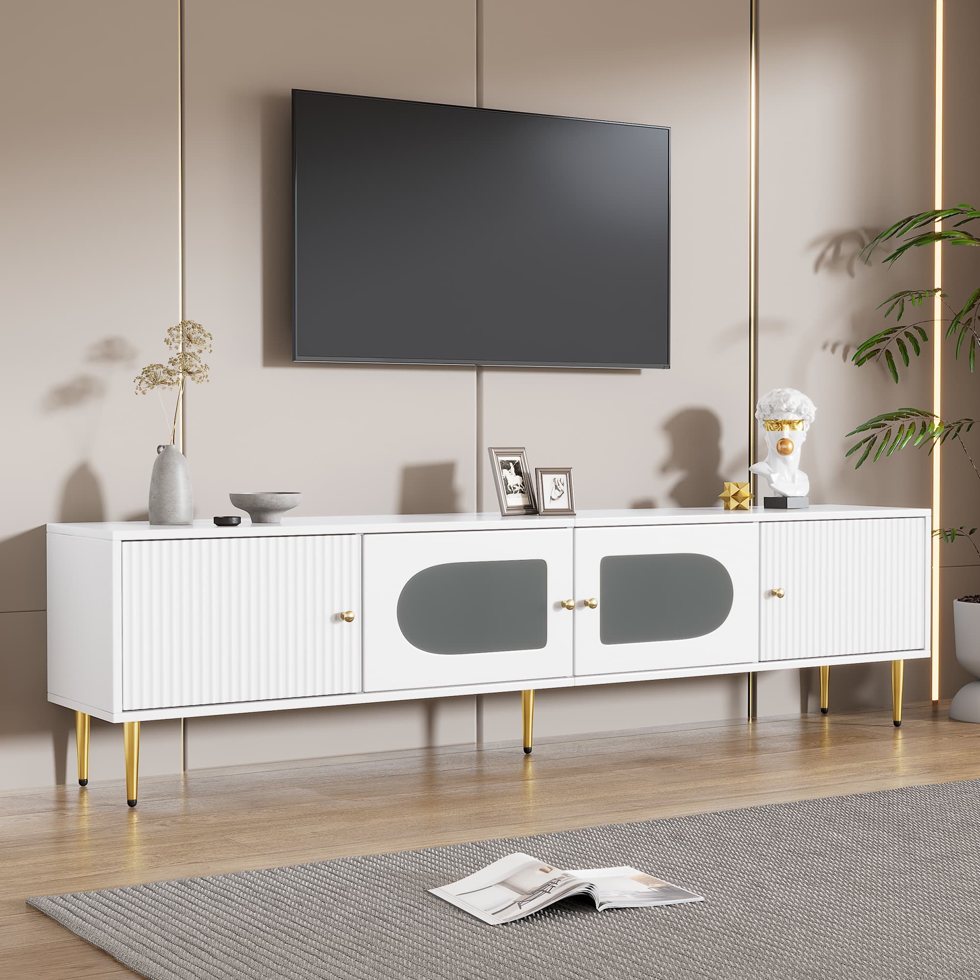Sleek White TV Stand with Storage for TVs up to 70 Inches - image 1
