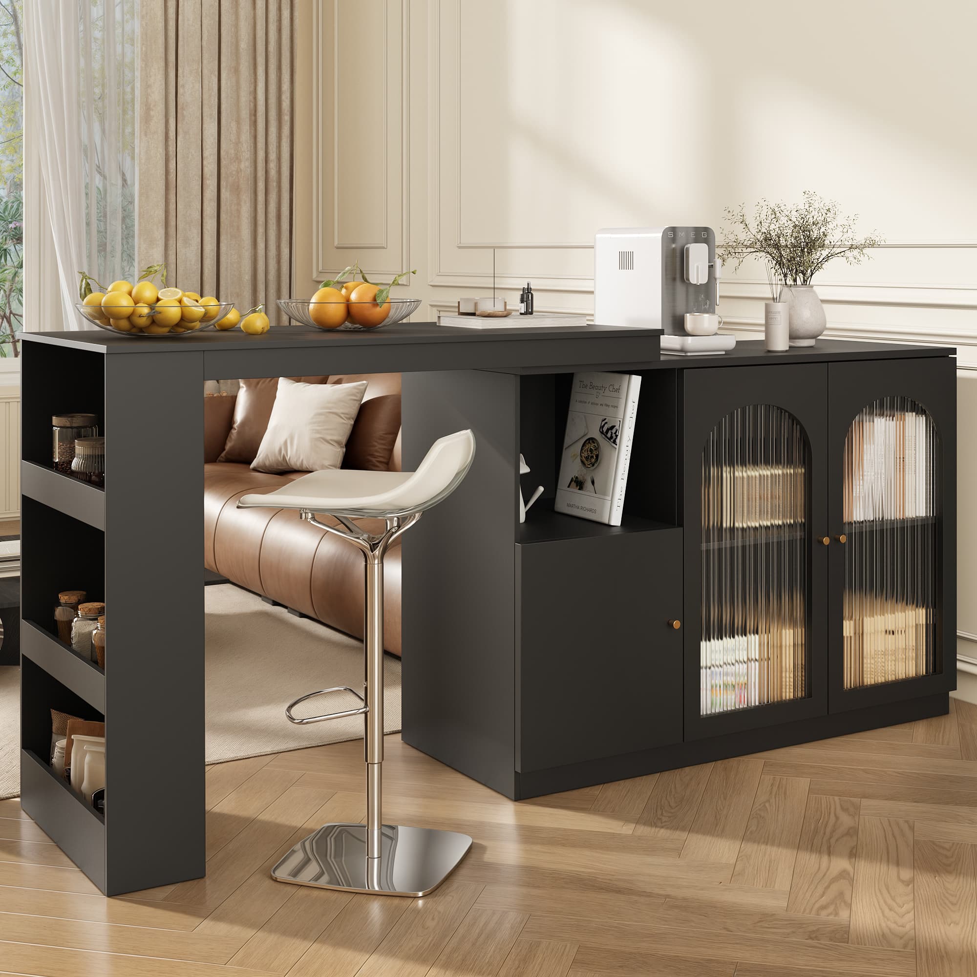 Transform Your Space with a Versatile Rotating Bar Table - Black