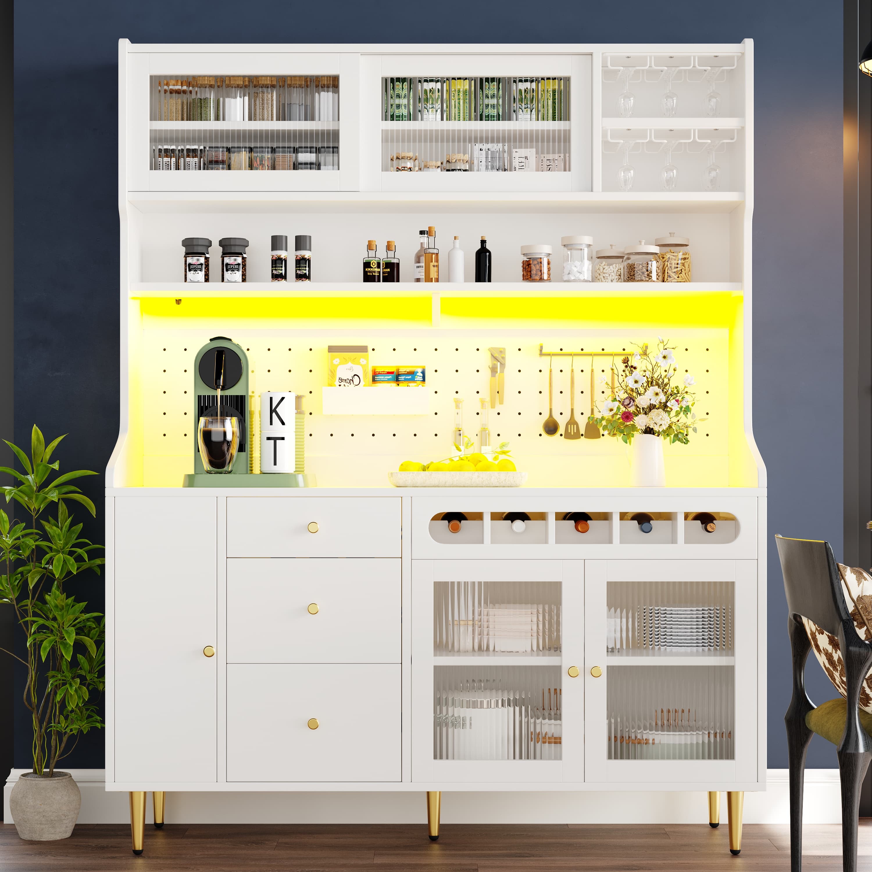 Smart LED Highboard Cabinet with Wine Rack & Adjustable Shelves - image 5