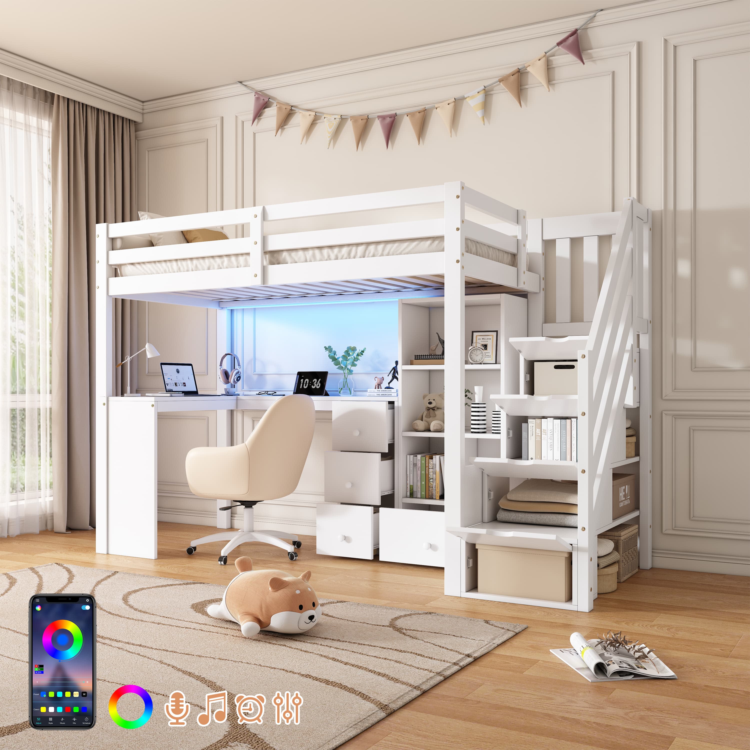 The Ultimate Loft Bed with Desk, Storage & RGB Lights