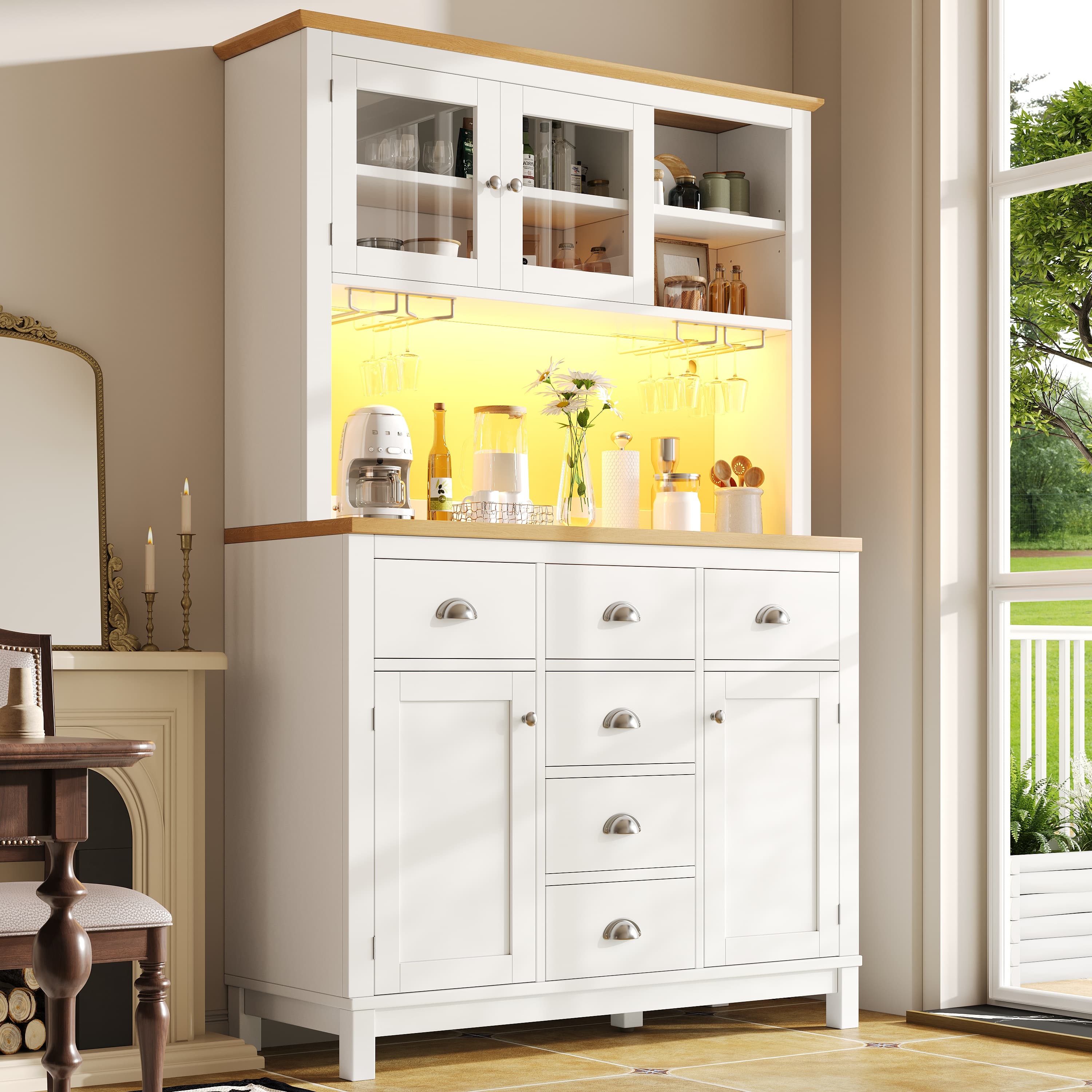 Elegant Farmhouse Storage Cabinet with Ambient LED Lighting - image 3