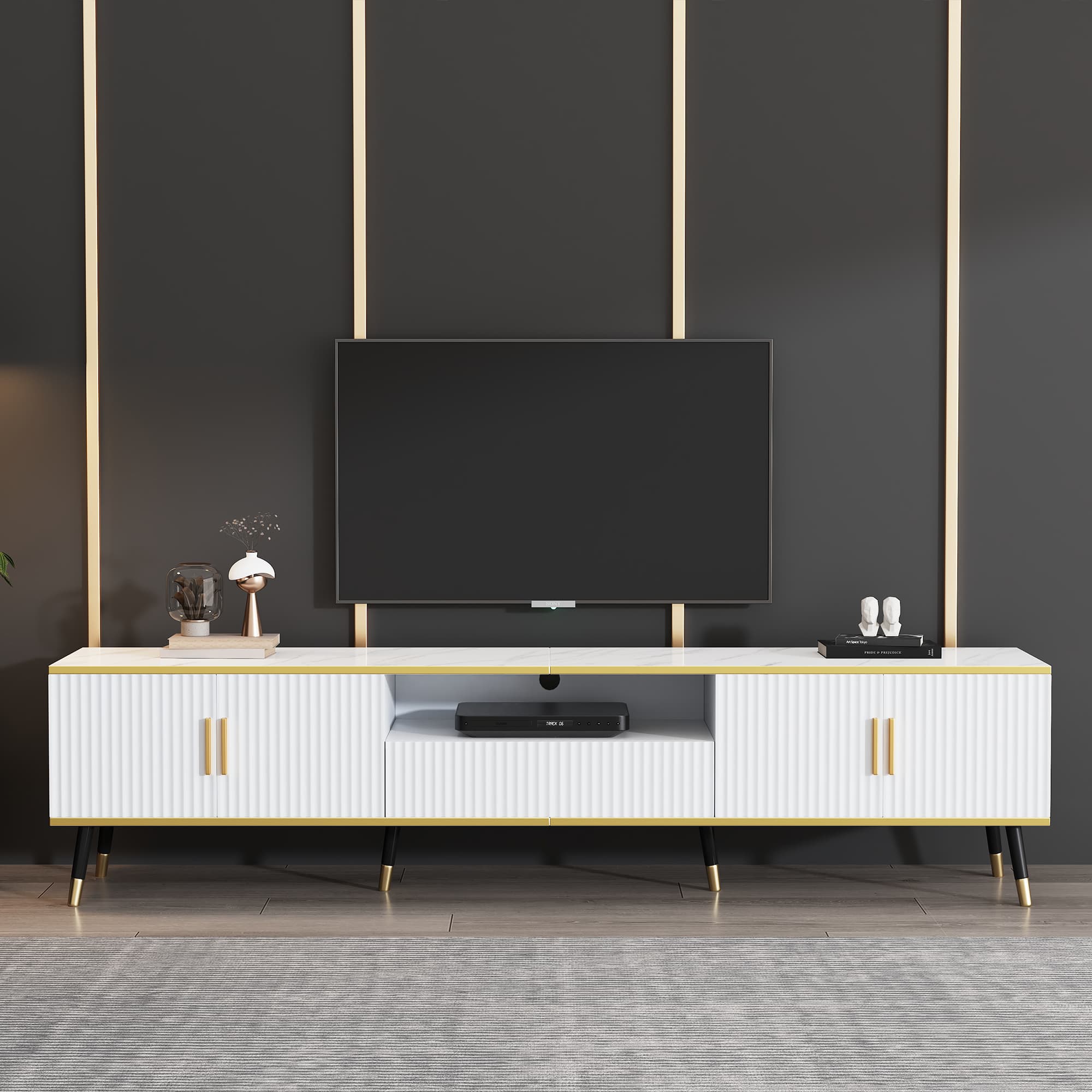 Elegant Marble-Effect TV Stand for Screens up to 90 Inches - image 1