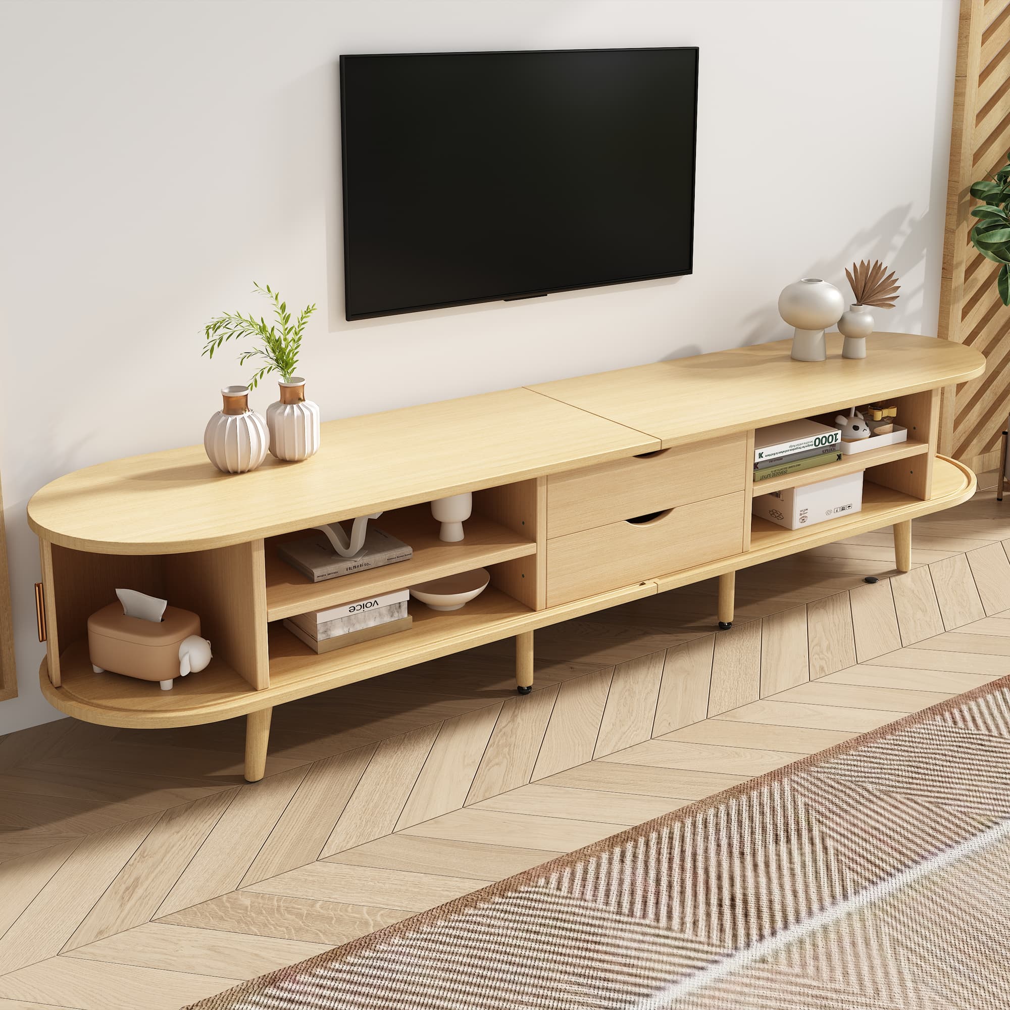 Elegant Oval TV Stand: Smart Storage for Modern Living - image 3